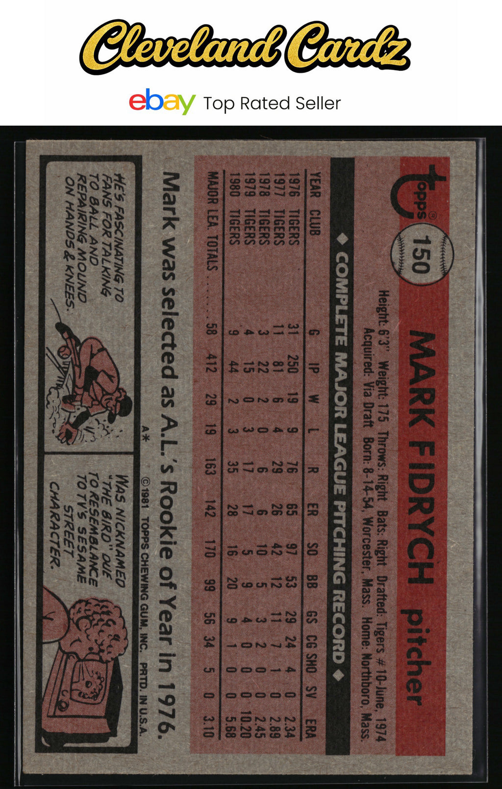 1981 Topps #150 Mark Fidrych