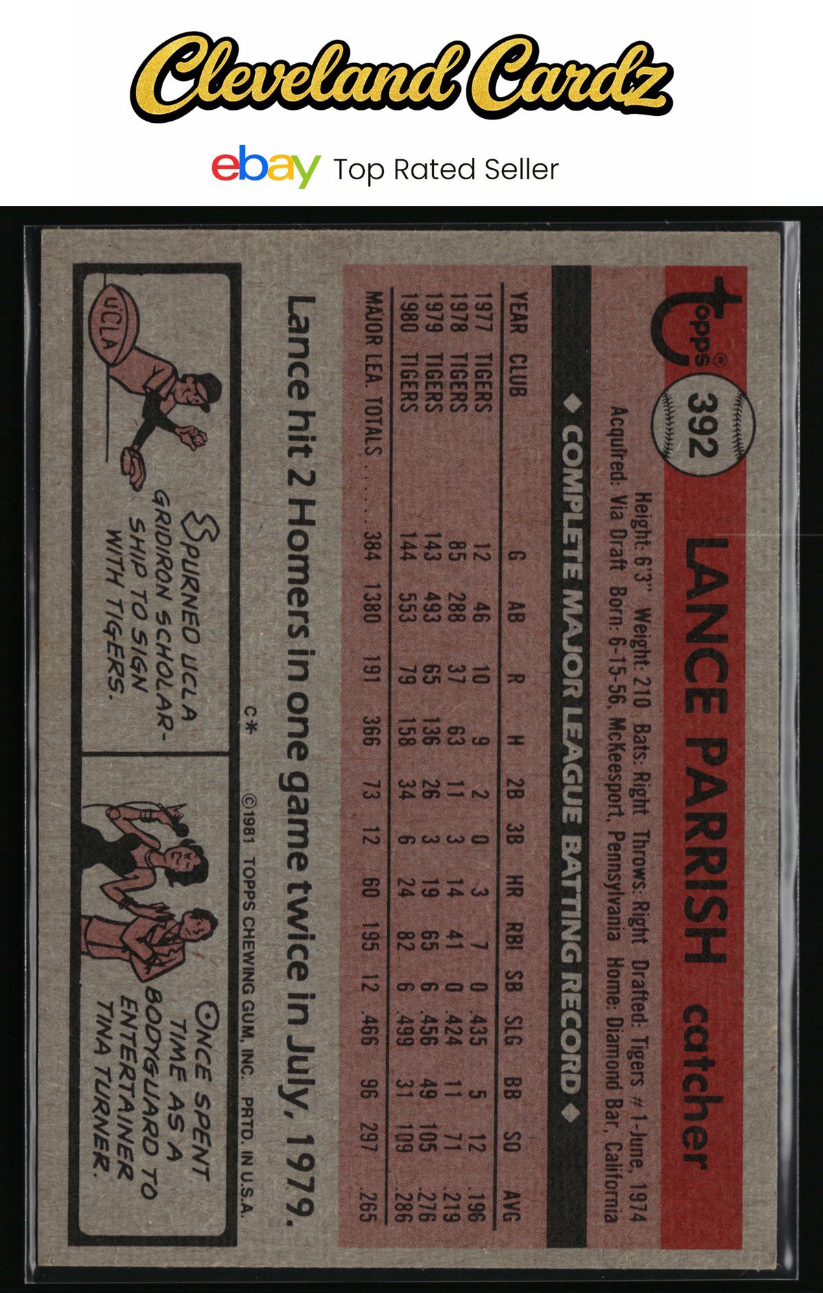 1981 Topps #392 Lance Parrish