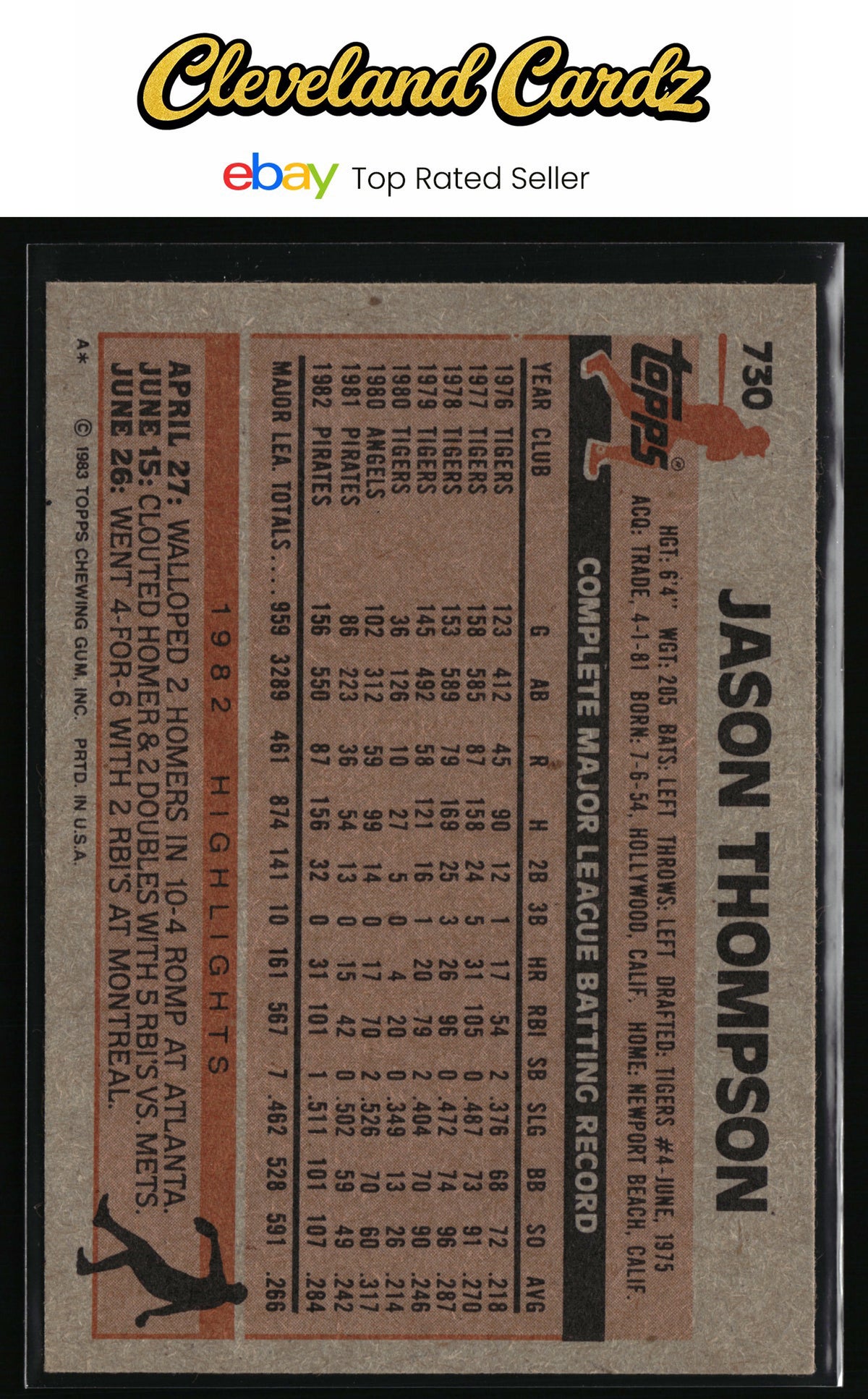 1983 Topps #730 Jason Thompson
