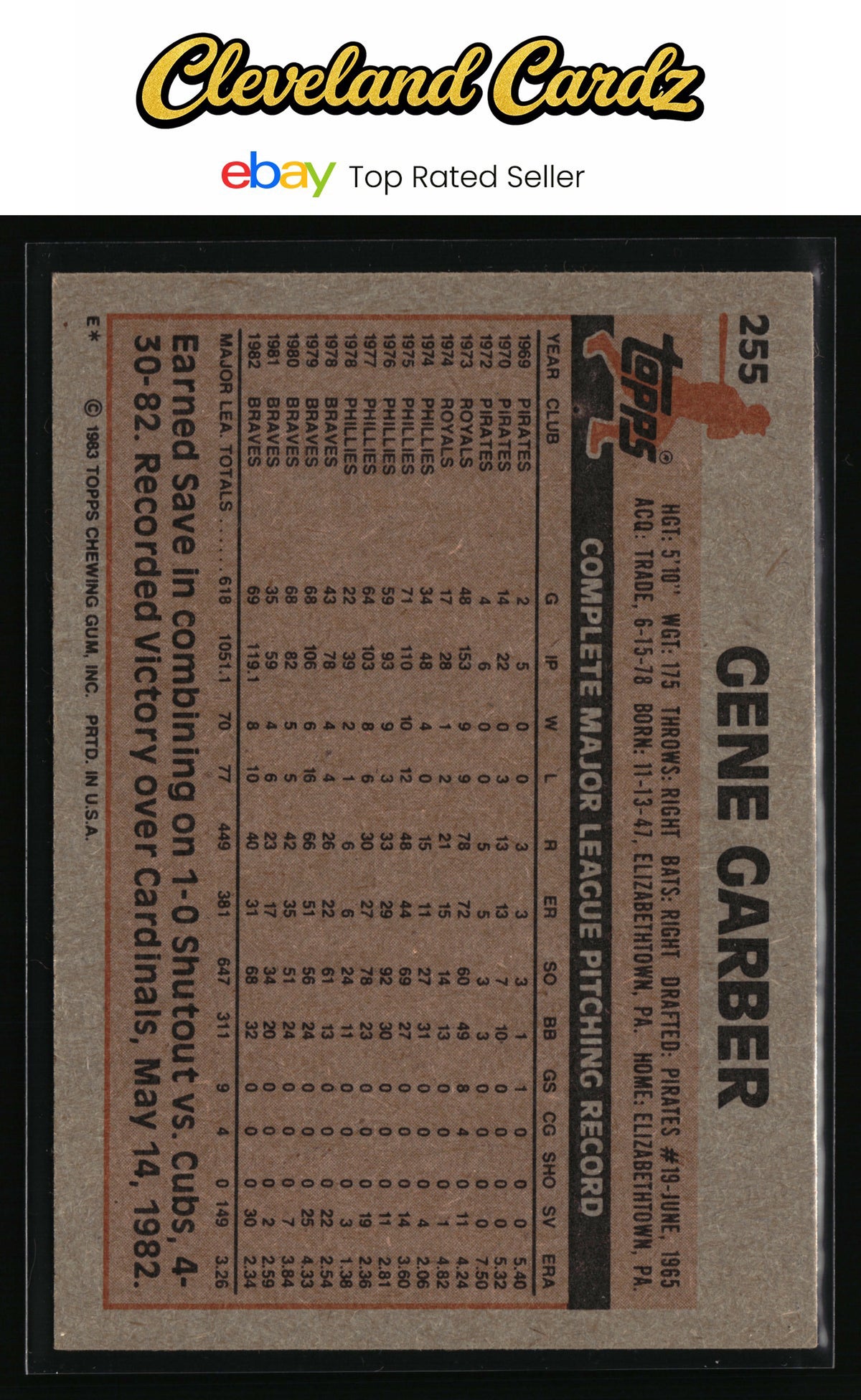 1983 Topps #255 Gene Garber