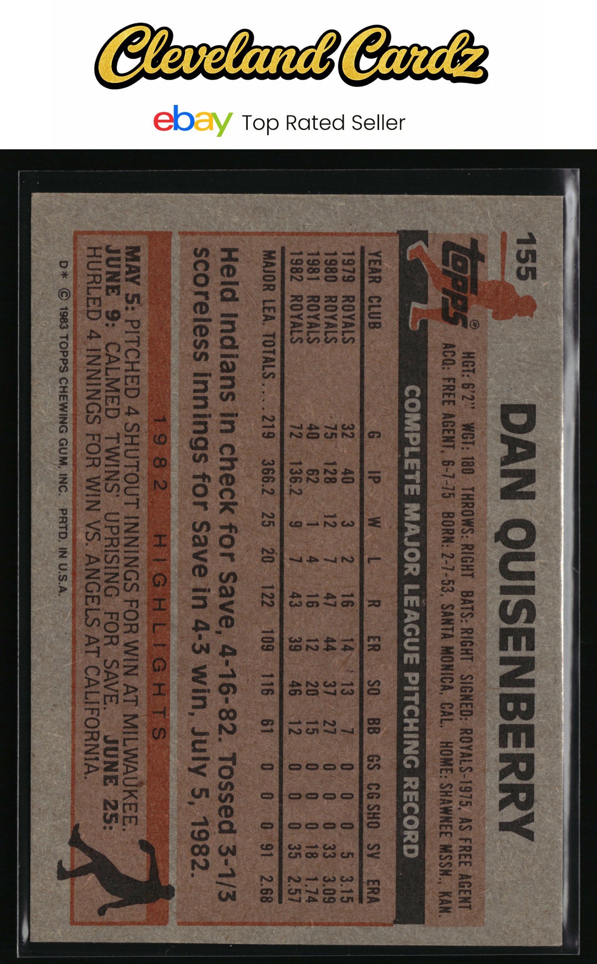 1983 Topps #155 Dan Quisenberry