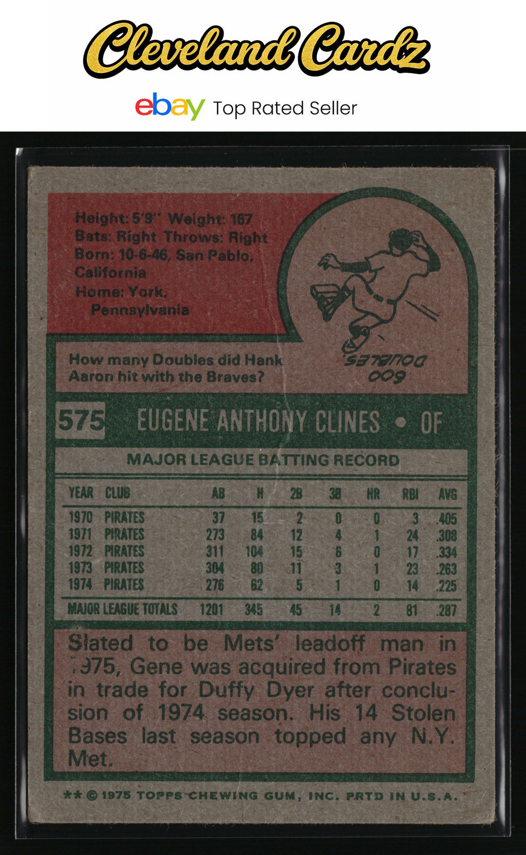1975 Topps #575 Gene Clines