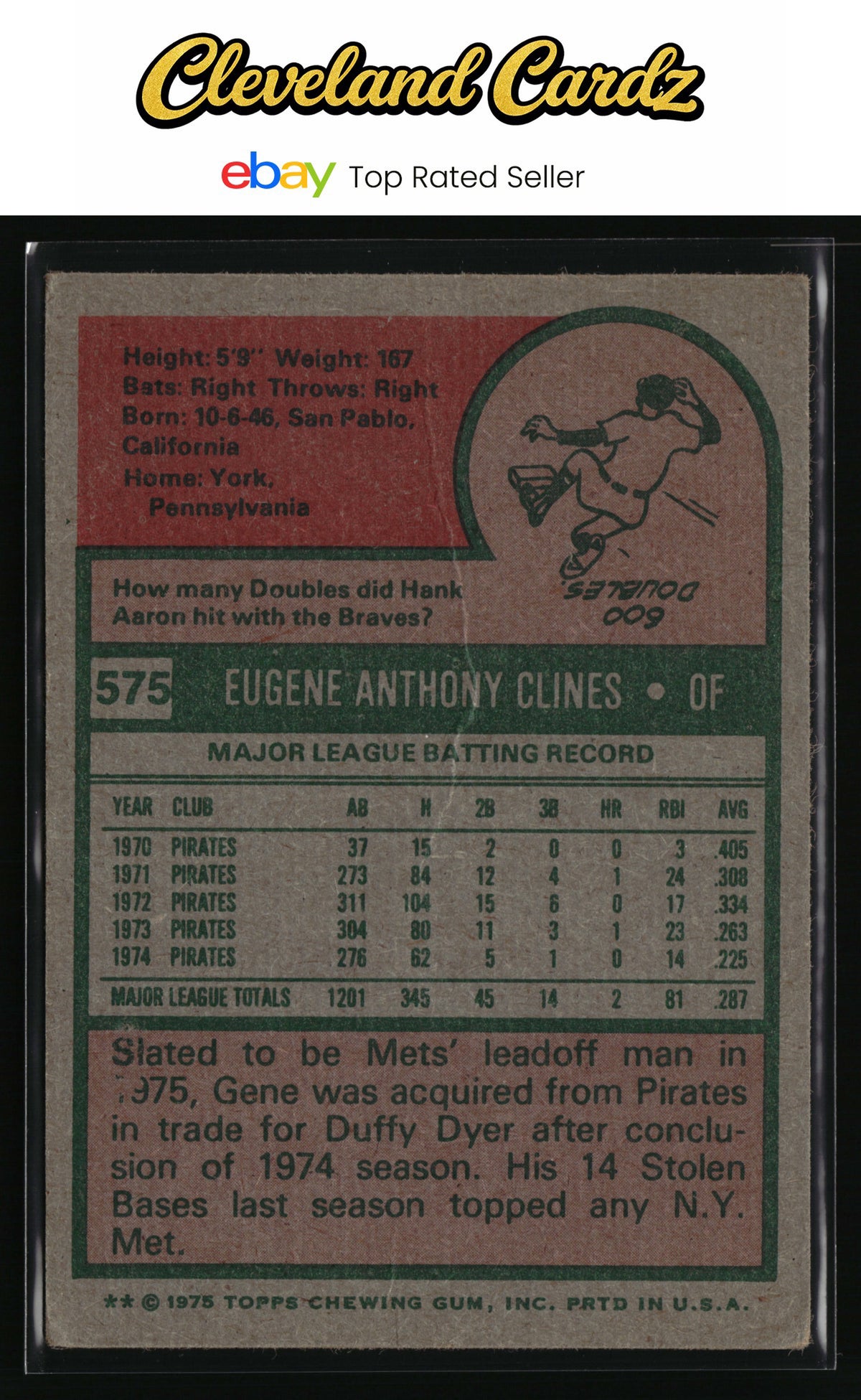 1975 Topps #575 Gene Clines
