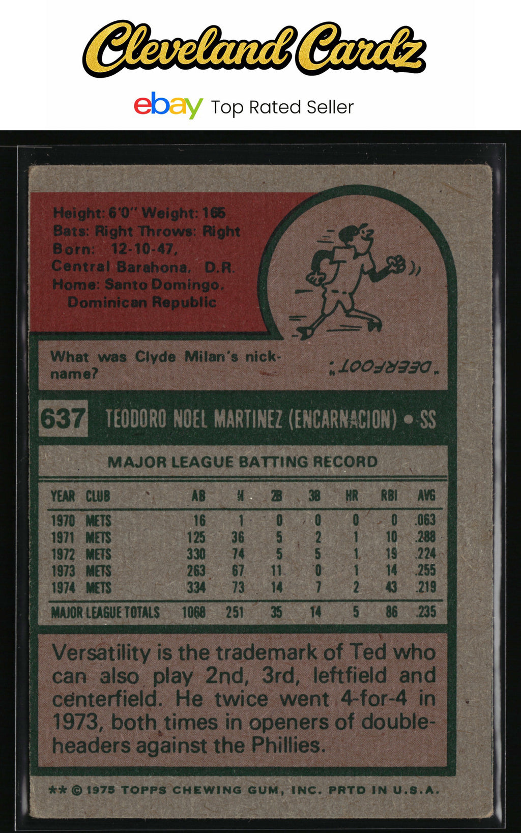 1975 Topps #637 Ted Martinez