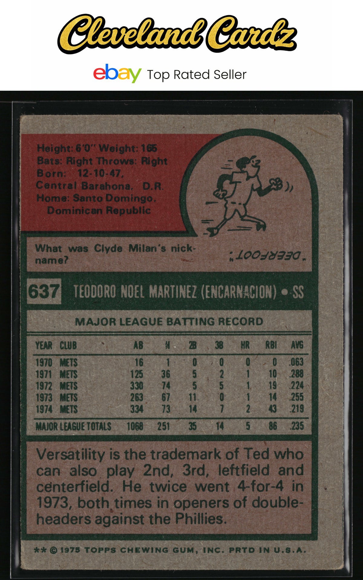 1975 Topps #637 Ted Martinez