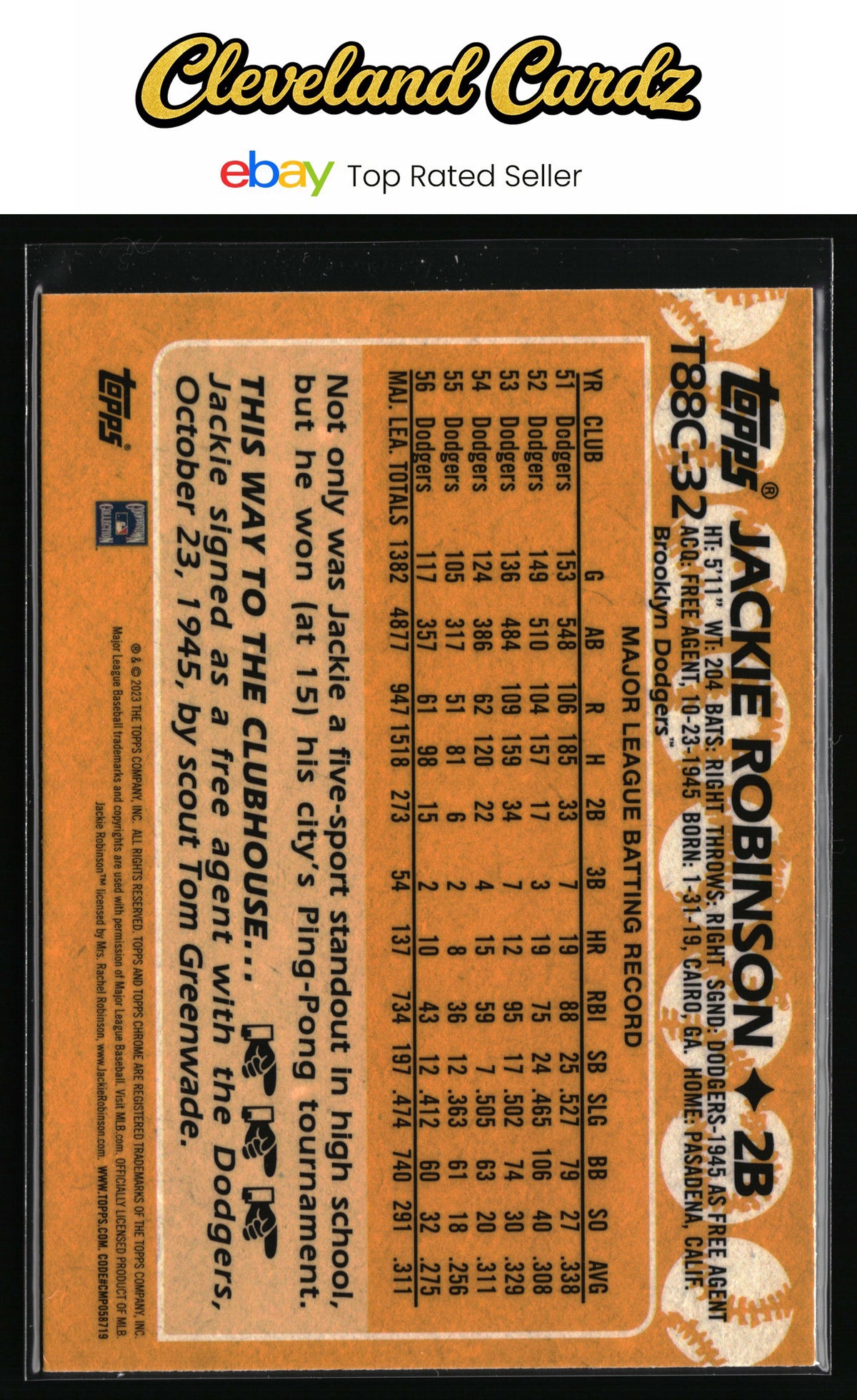 2023 Topps #T88C-32 Jackie Robinson 1988 35th Anniv. Legend