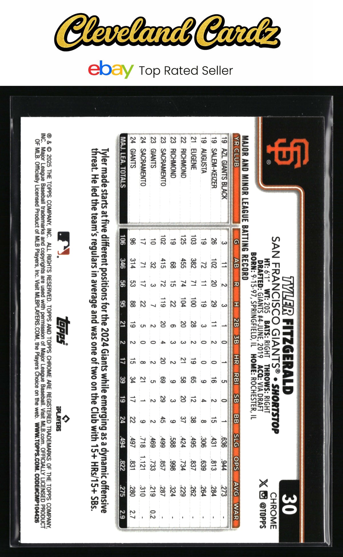 2025 Topps Chrome #30 Tyler Fitzgerald Sepia Refractors
