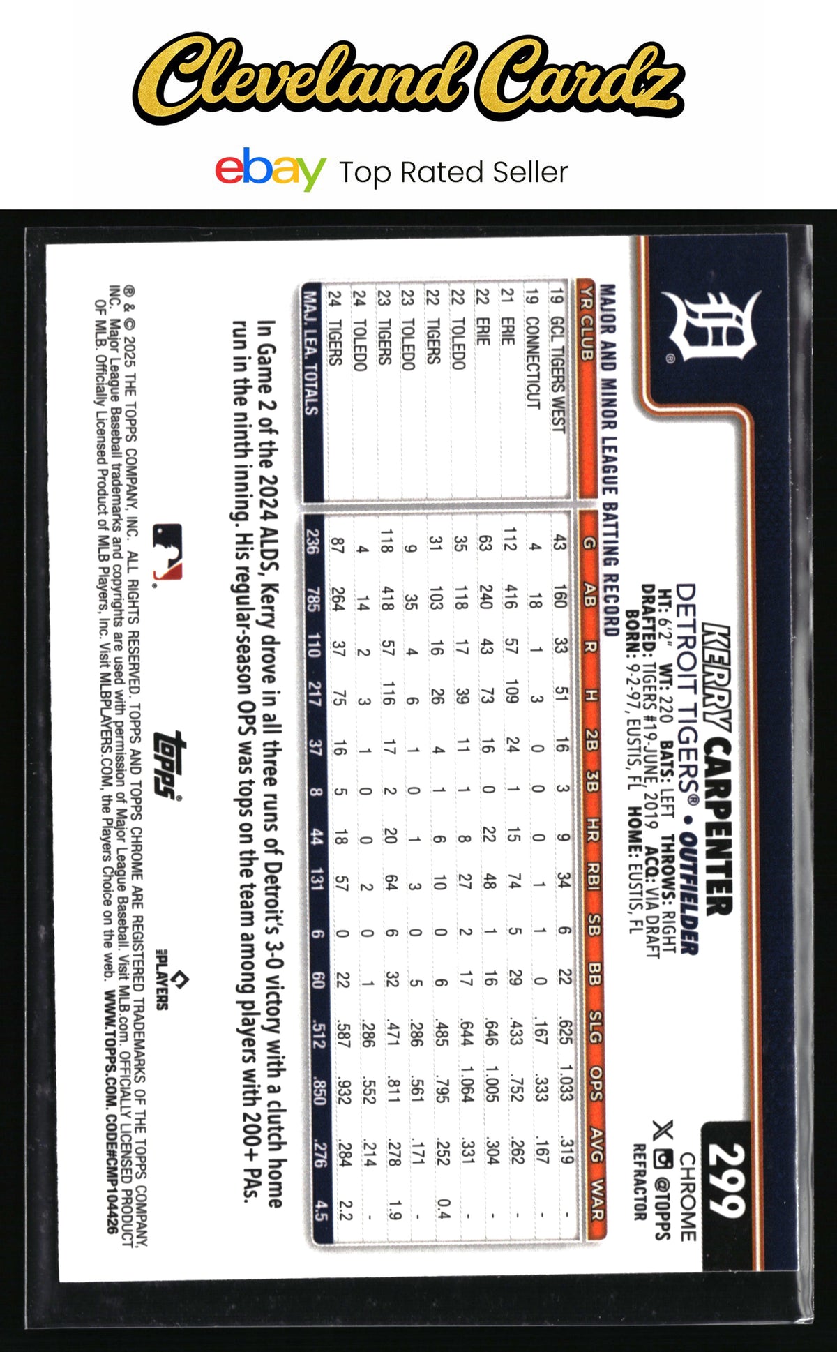 2025 Topps Chrome #299 Kerry Carpenter Refractors