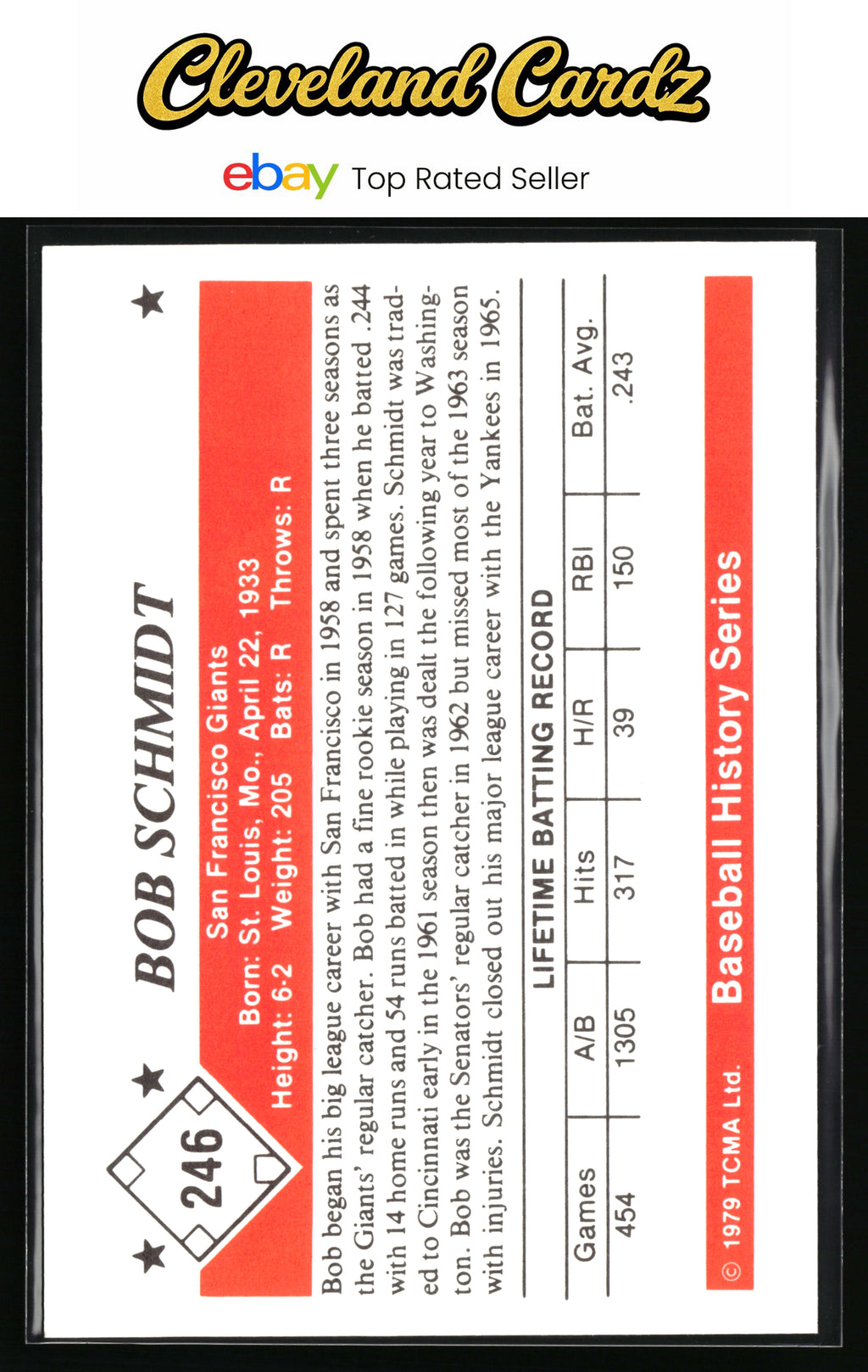 1979 TCMA The 1950’s #246 Bob Schmidt