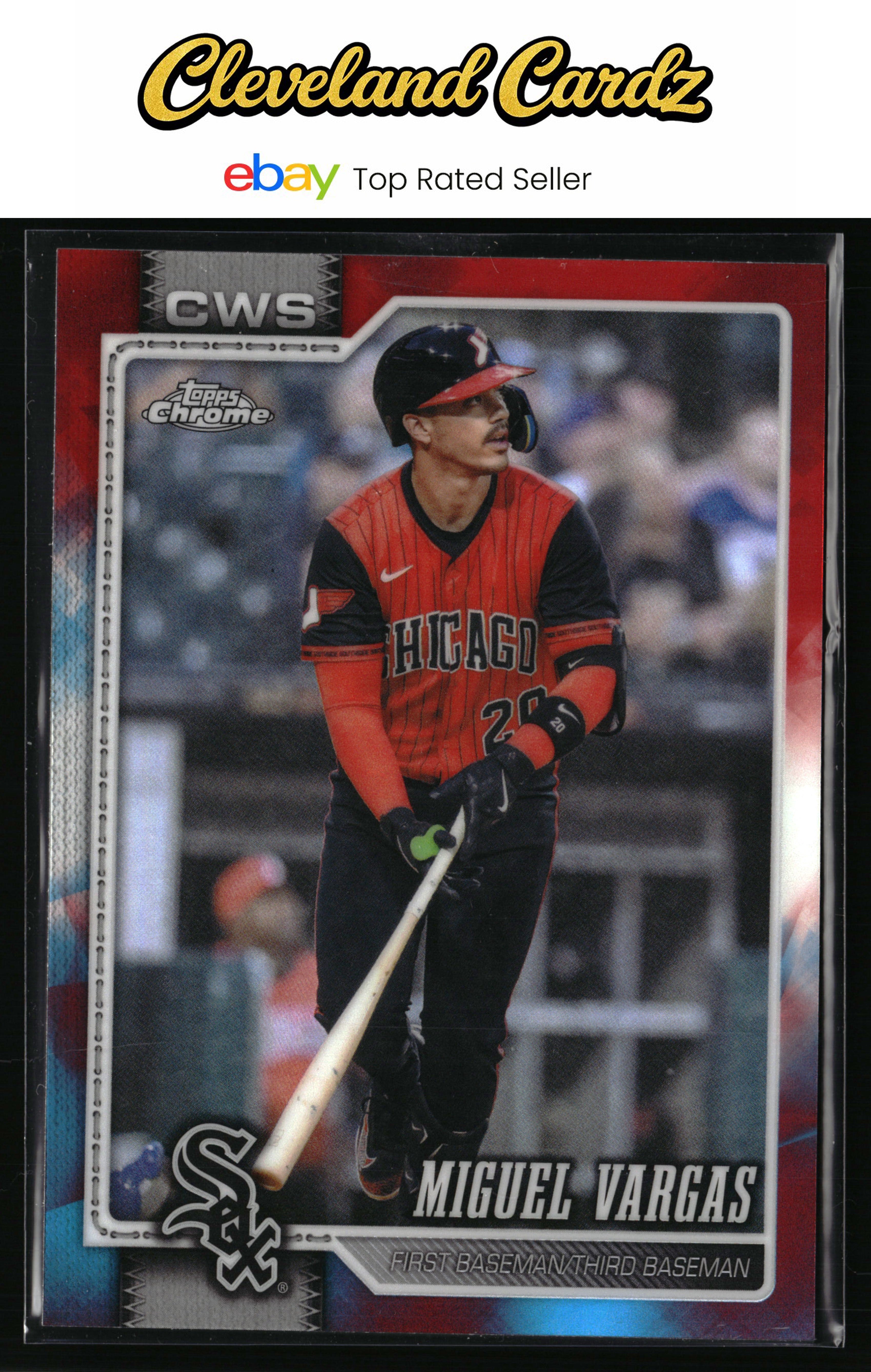 2026 Topps Chrome #49 Miguel Vargas Red White and Blue Refractors