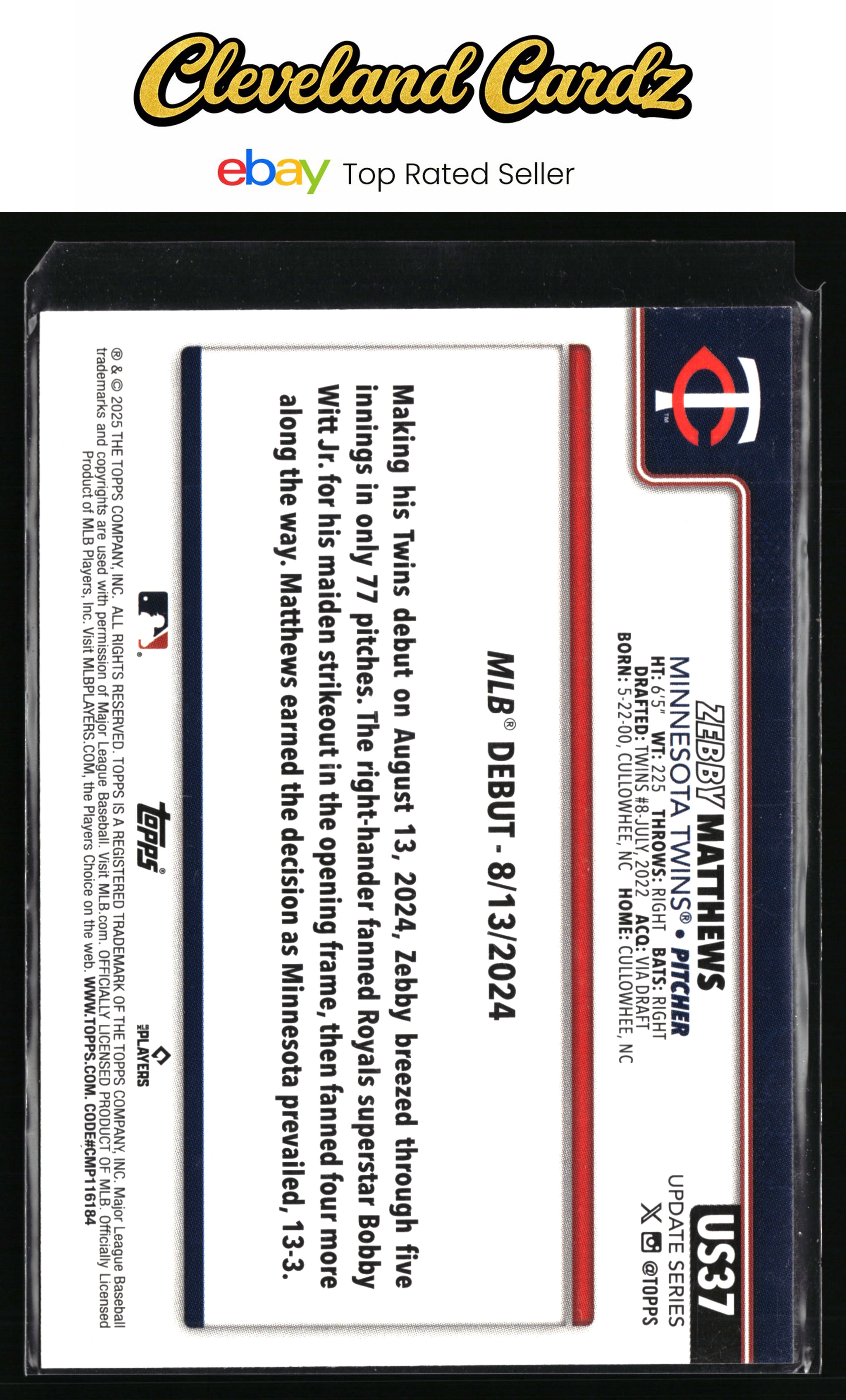 2025 Topps Update #US37 Zebby Matthews Topps Logo Foil