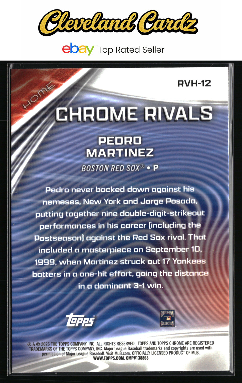 2026 Topps Chrome #RVH-12 Pedro Martinez Chrome Rivals Home