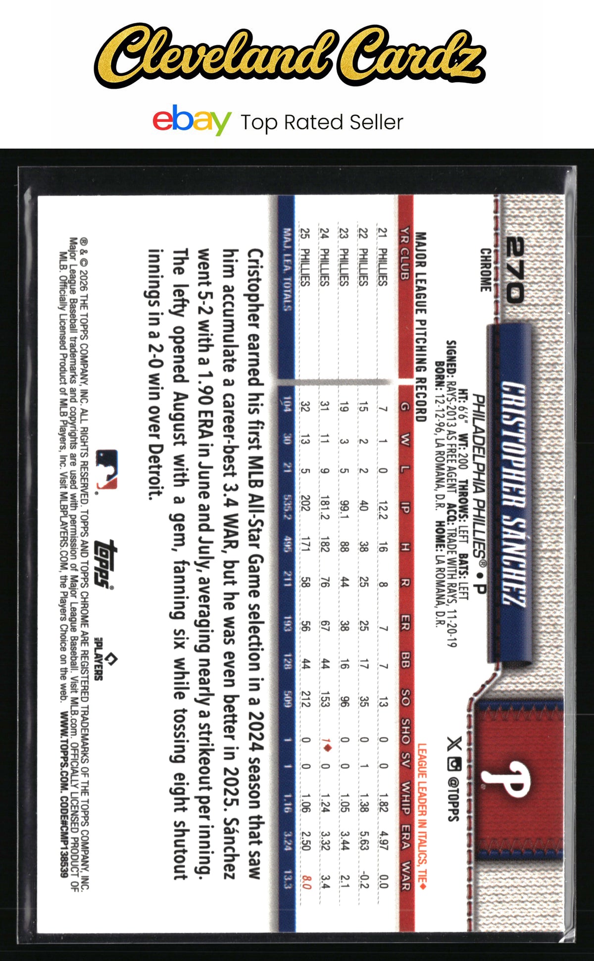 2026 Topps Chrome #270 Cristopher Sánchez Wave Refractors