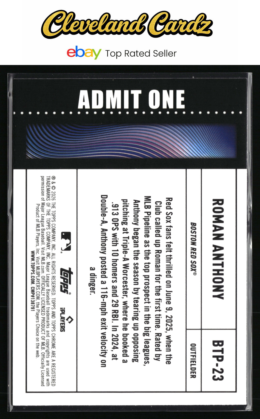2026 Topps Chrome #BTP-23 Roman Anthony Big Ticket Players