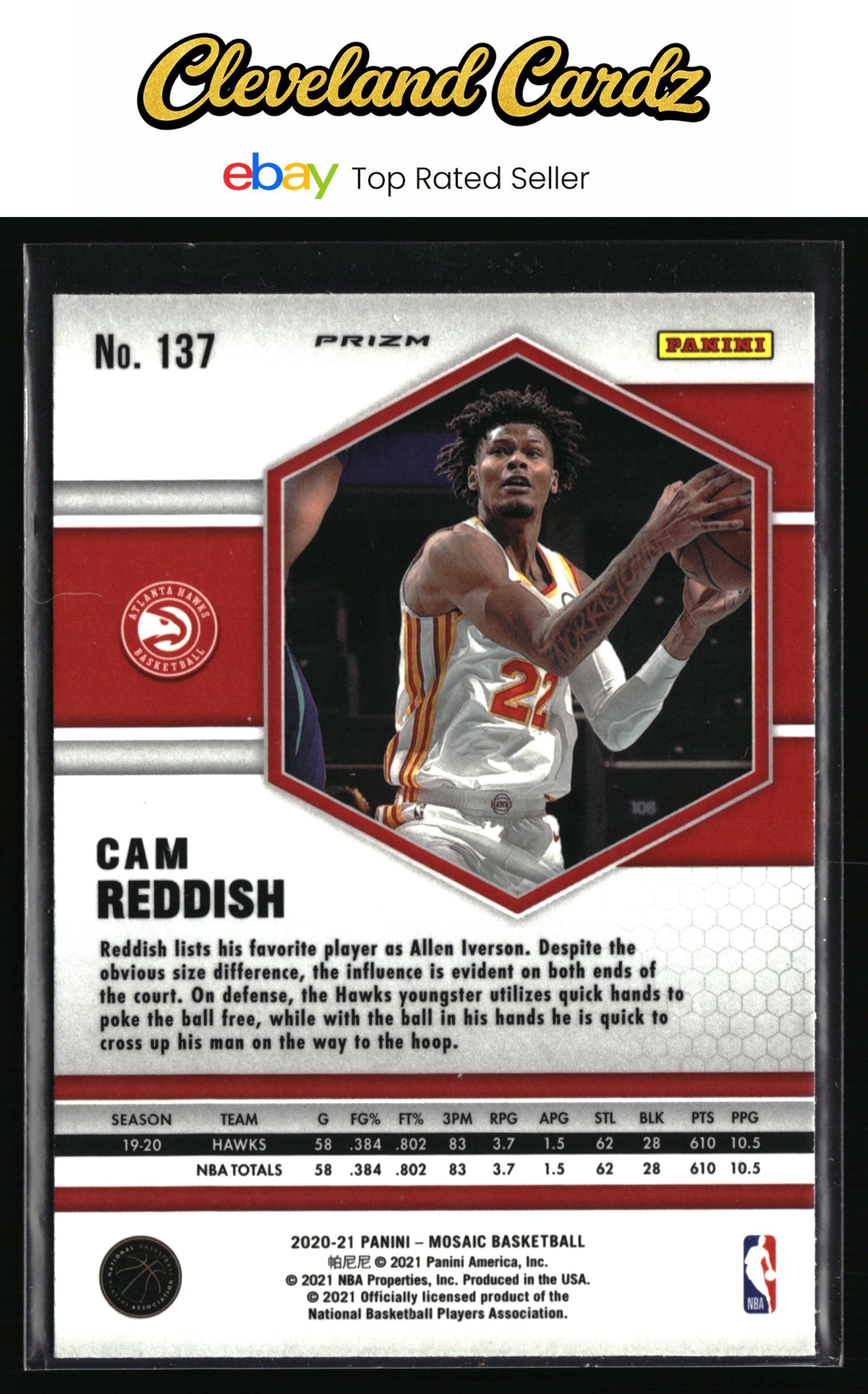 2020-21 Panini Mosaic #137 Cam Reddish Mosaic Red