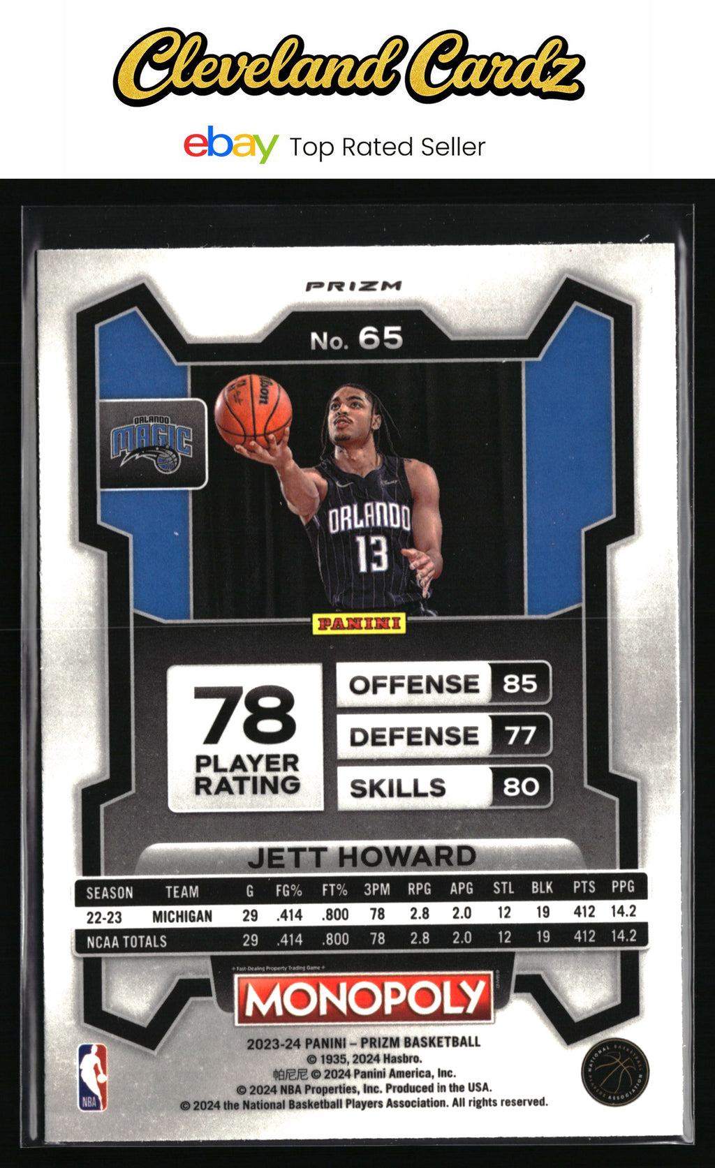 2023-24 Panini Prizm Monopoly #65 Jett Howard Purple