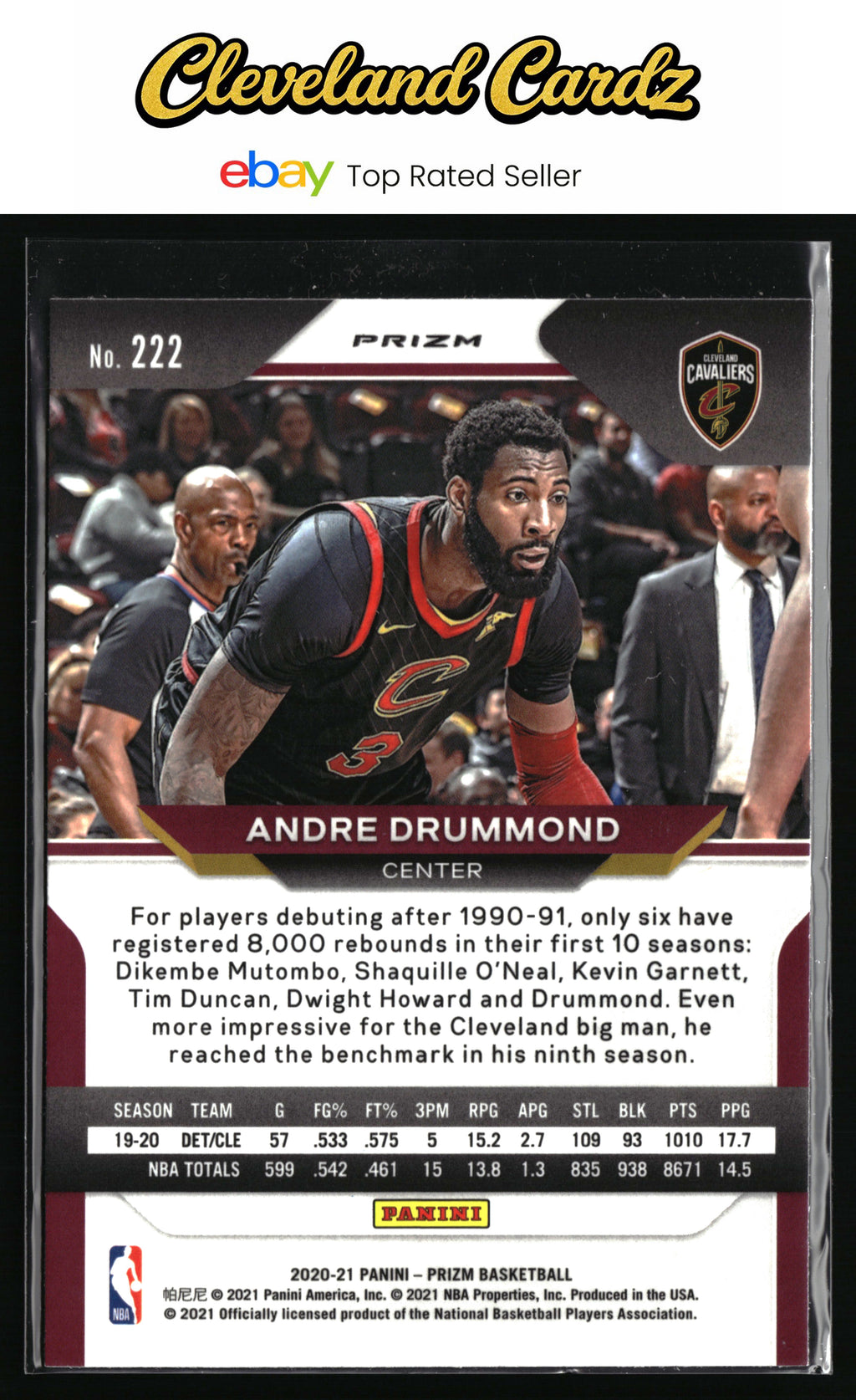 2020-21 Panini Prizm #222 Andre Drummond Purple Wave Prizms