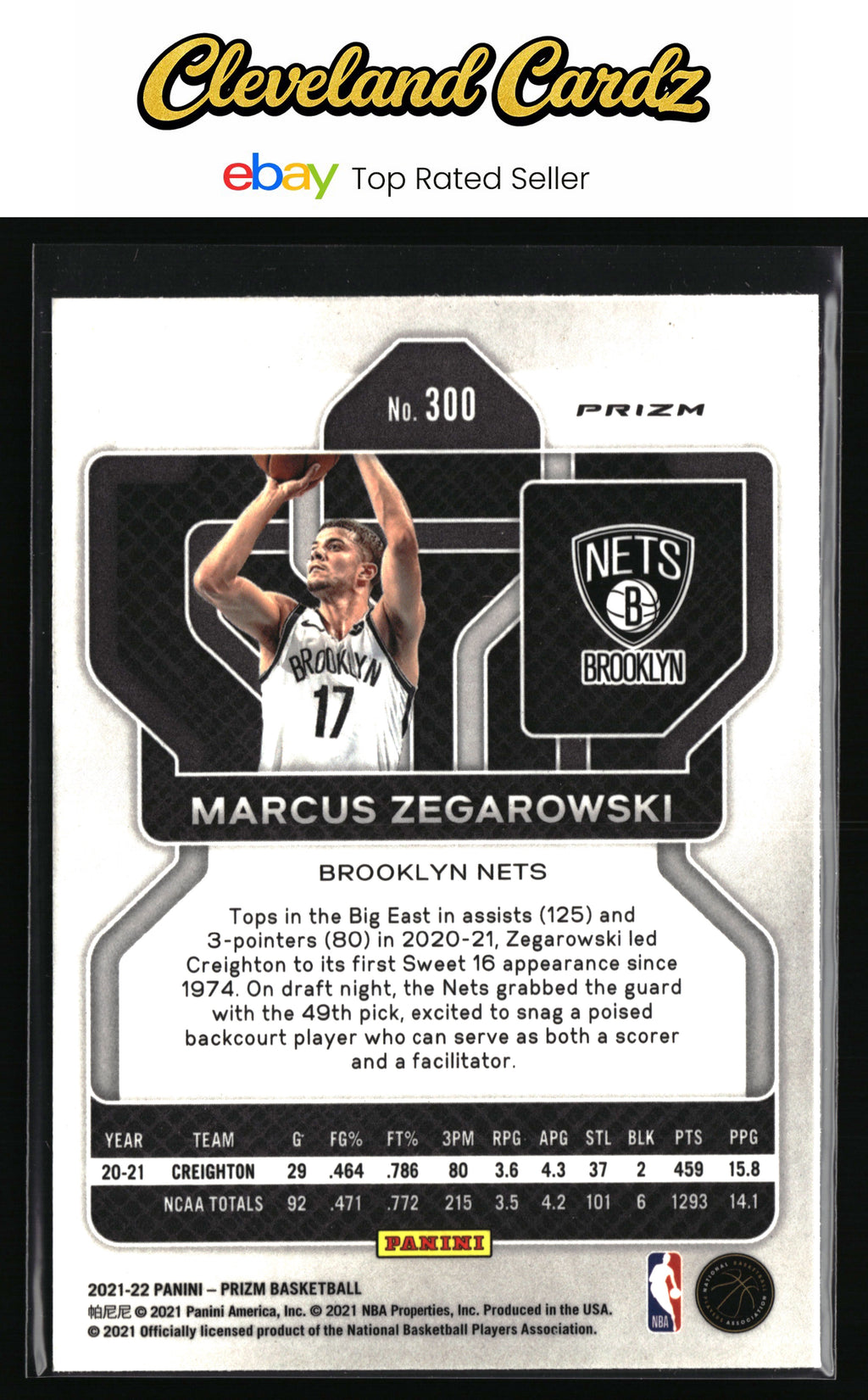 2021-22 Panini Prizm #300 Marcus Zegarowski Silver