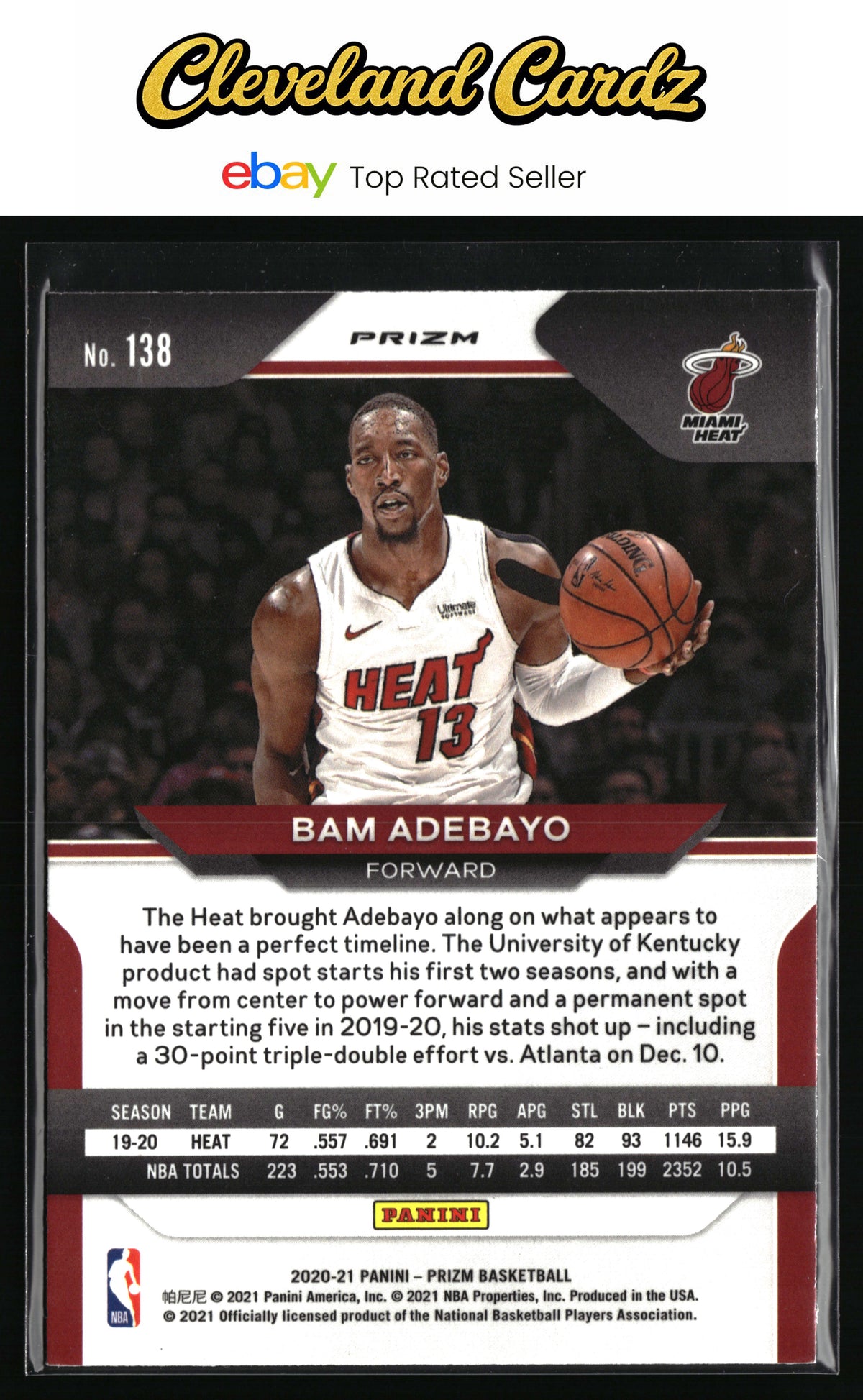2020-21 Panini Prizm #138 Bam Adebayo Silver Prizms