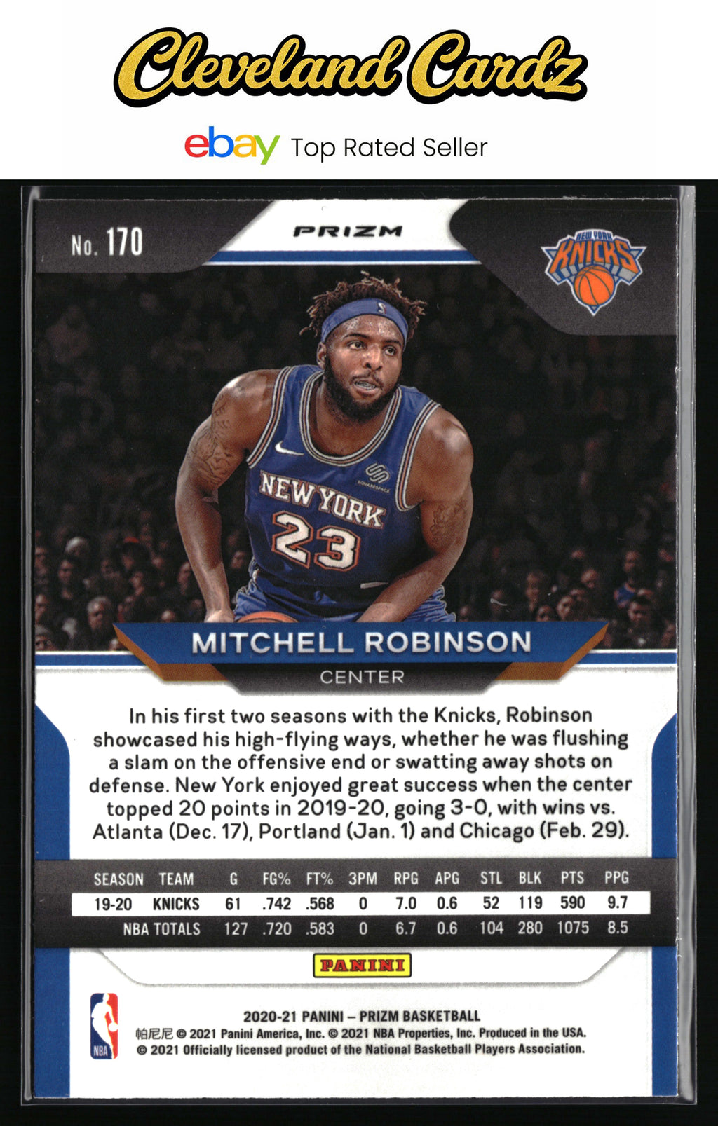 2020-21 Panini Prizm #170 Mitchell Robinson Green Prizms