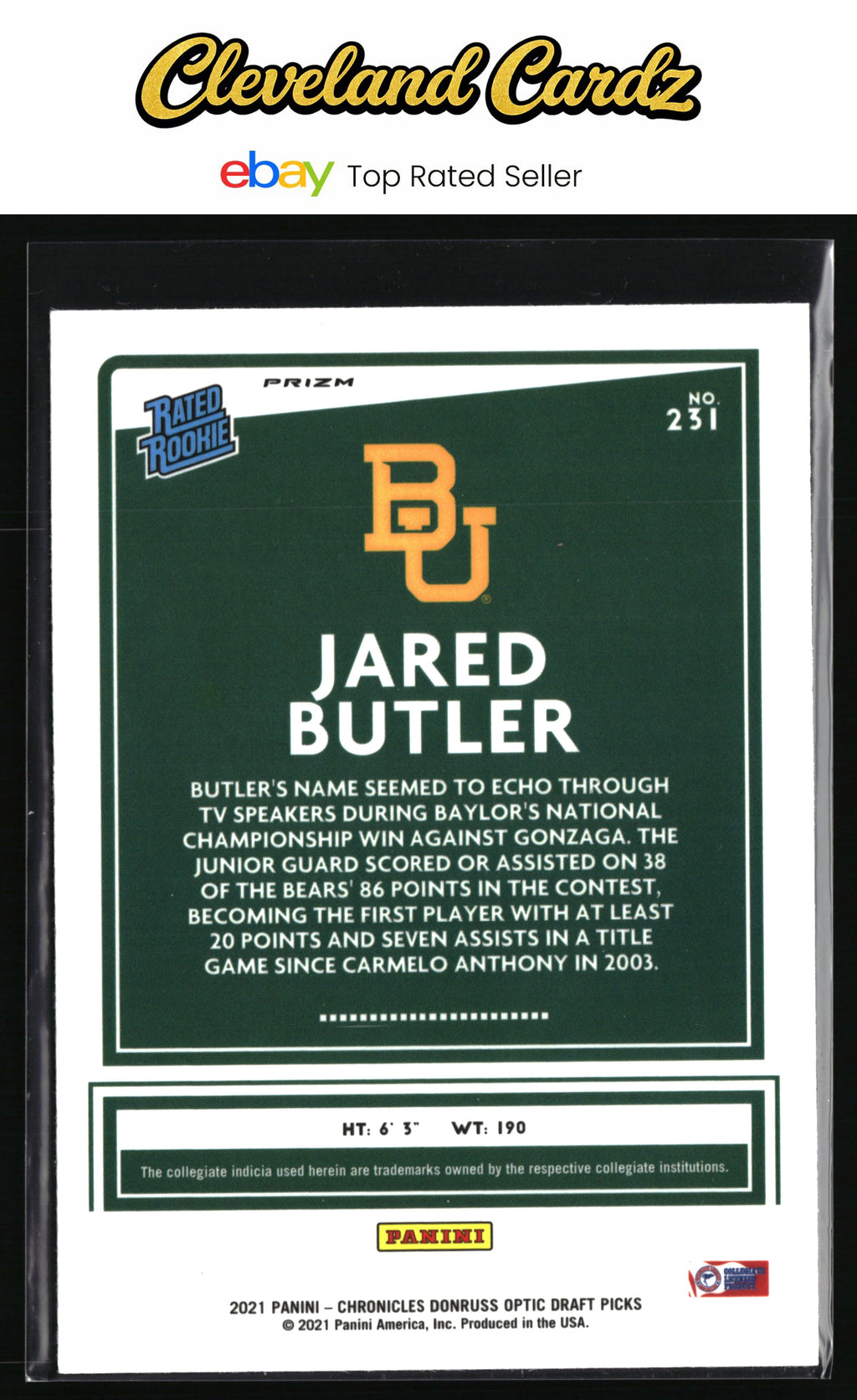 2021 Panini Chronicles Draft Picks #231b Jared Butler Holo