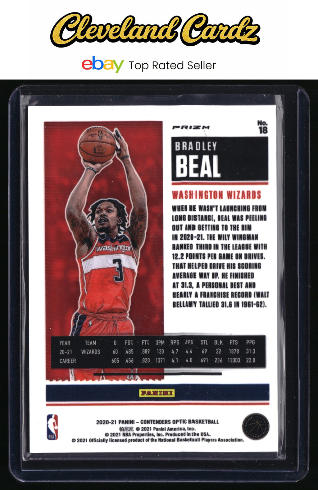 2020-21 Panini Contenders Optic #18 Bradley Beal Silver