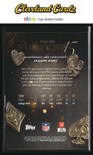 2025 Topps Chrome #F15-23 Jaxson Dart Fortune 15
