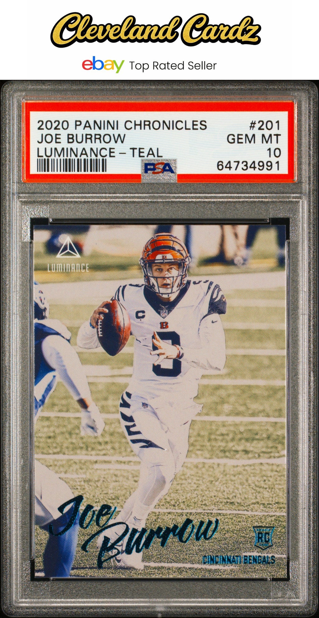 2020 Panini Chronicles Luminance #201 Joe Burrow Luminance-Teal PSA 10