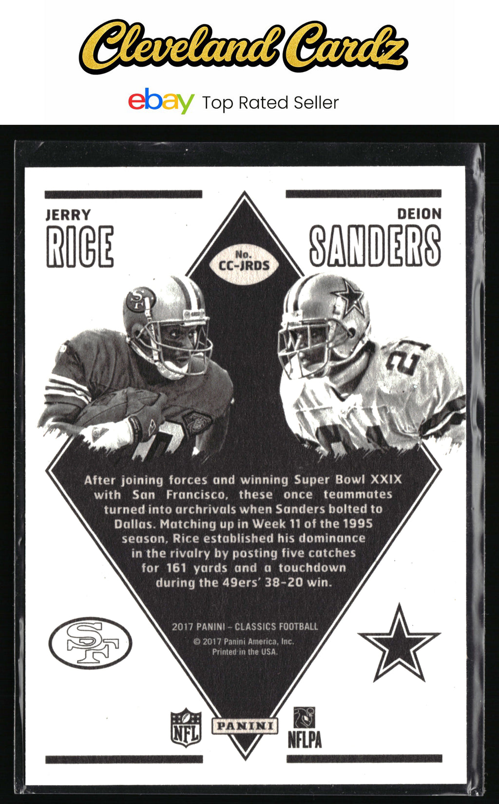 2017 Panini Classics #CC-JRDS Jerry Rice / Deion Sanders Classic Clashes Gold