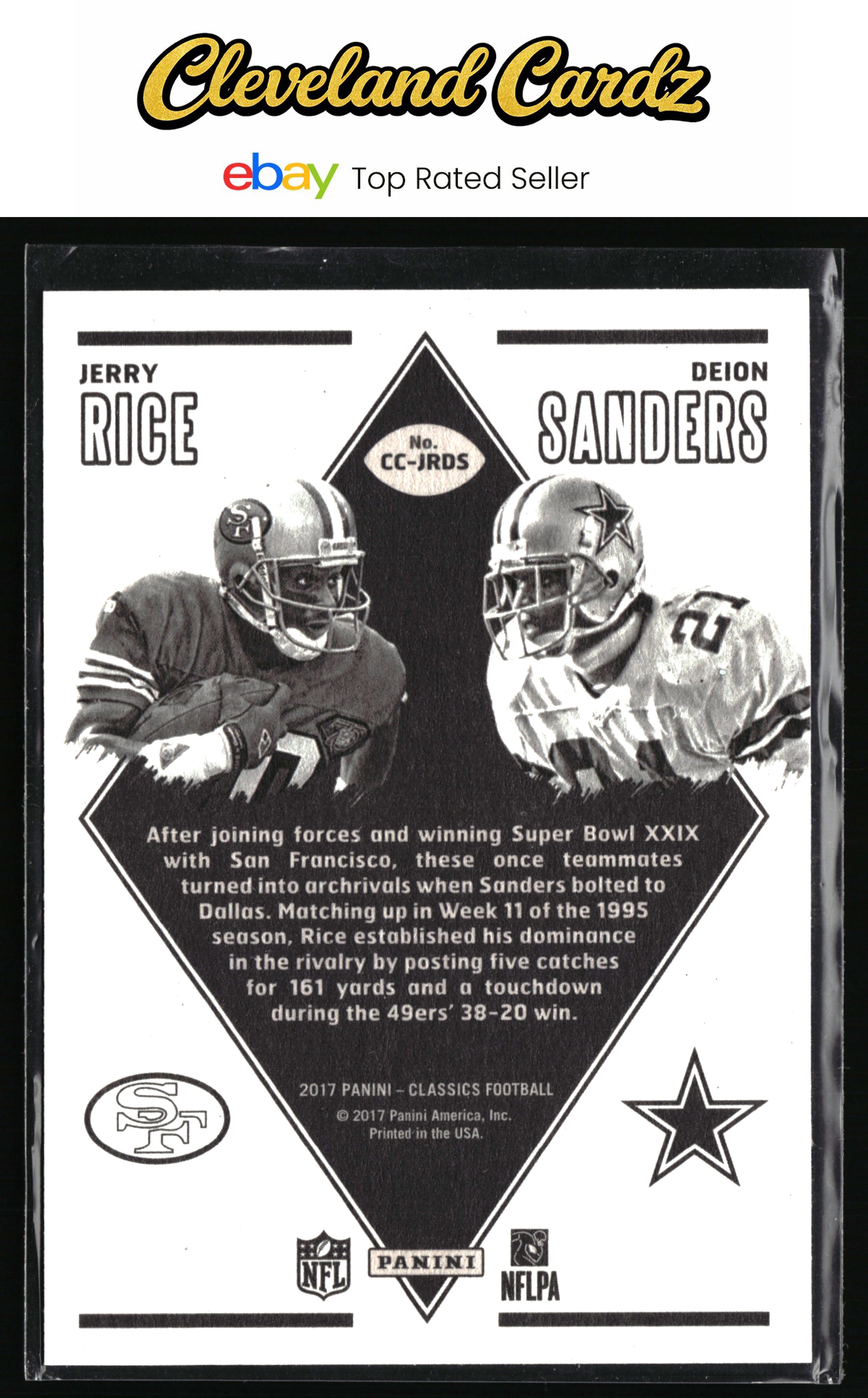 2017 Panini Classics #CC-JRDS Jerry Rice / Deion Sanders Classic Clashes Gold