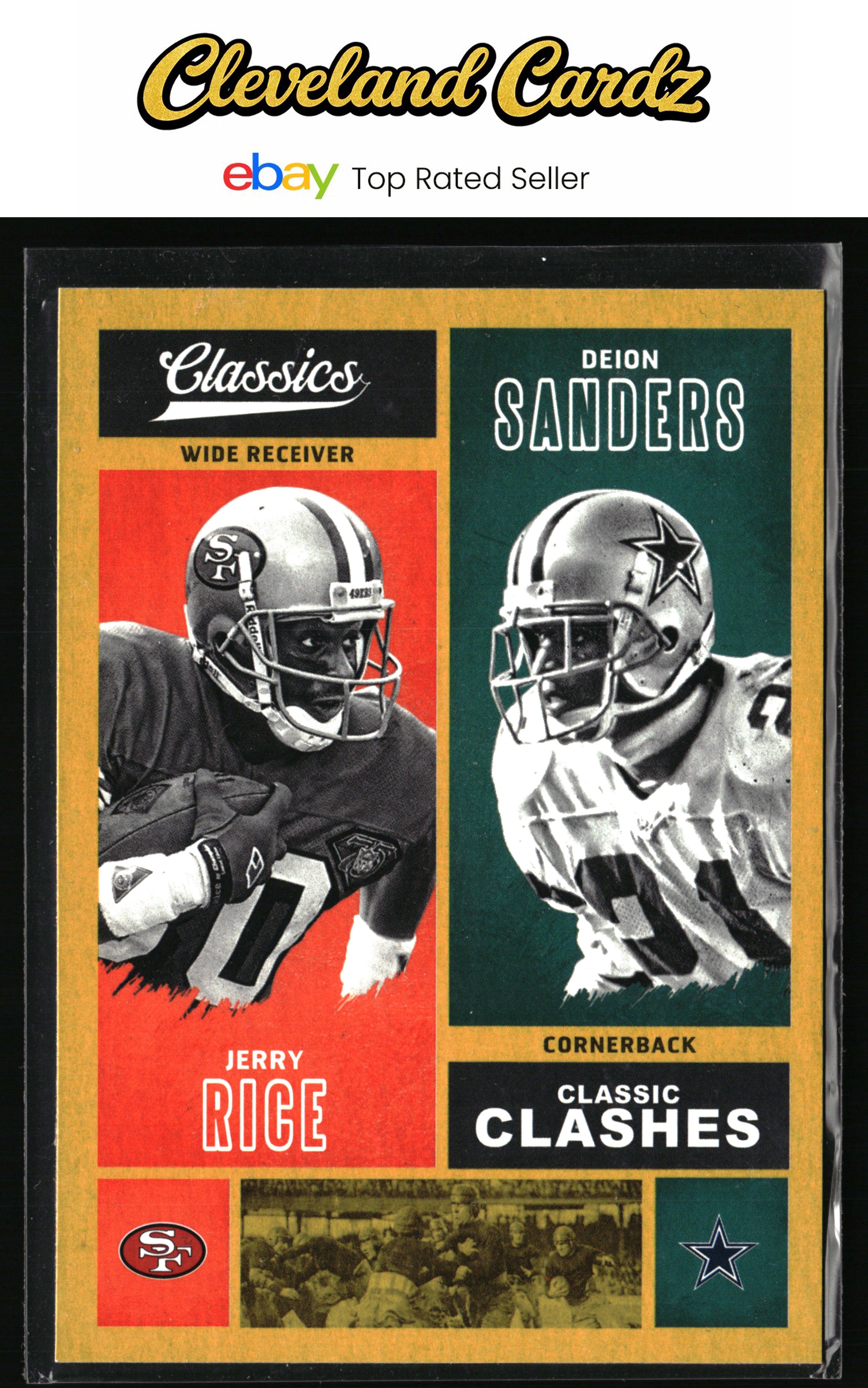 2017 Panini Classics #CC-JRDS Jerry Rice / Deion Sanders Classic Clashes Gold