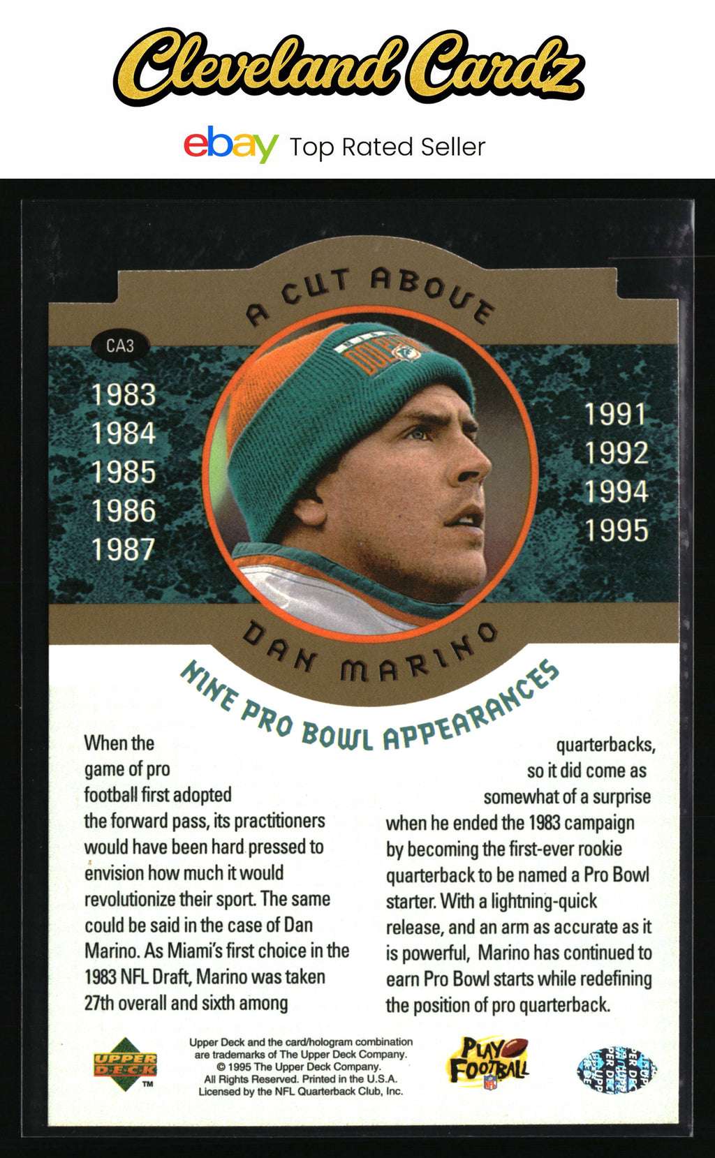 1996 Collector's Choice #CA3 Dan Marino Dan Marino: A Cut Above