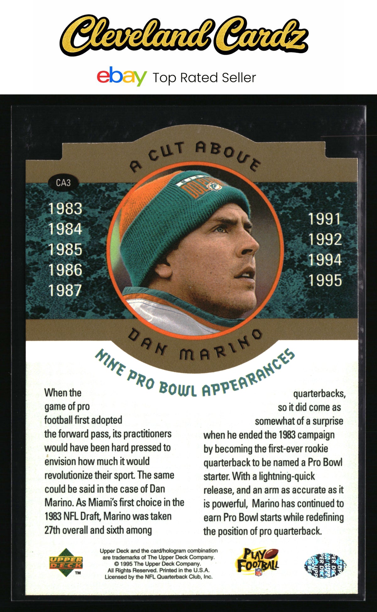 1996 Collector's Choice #CA3 Dan Marino Dan Marino: A Cut Above