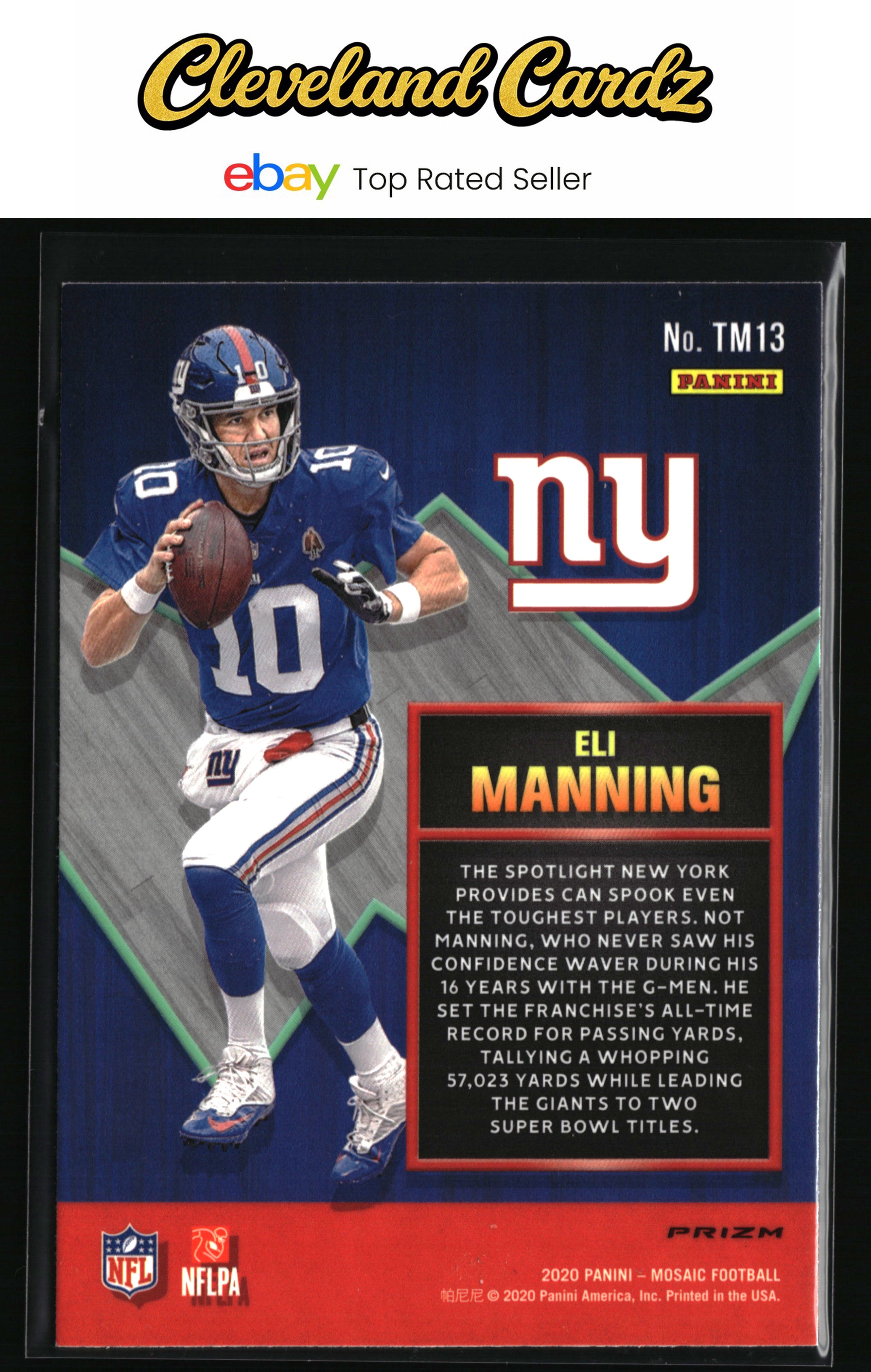 2020 Panini Mosaic #TM13 Eli Manning Touchdown Masters Prizm
