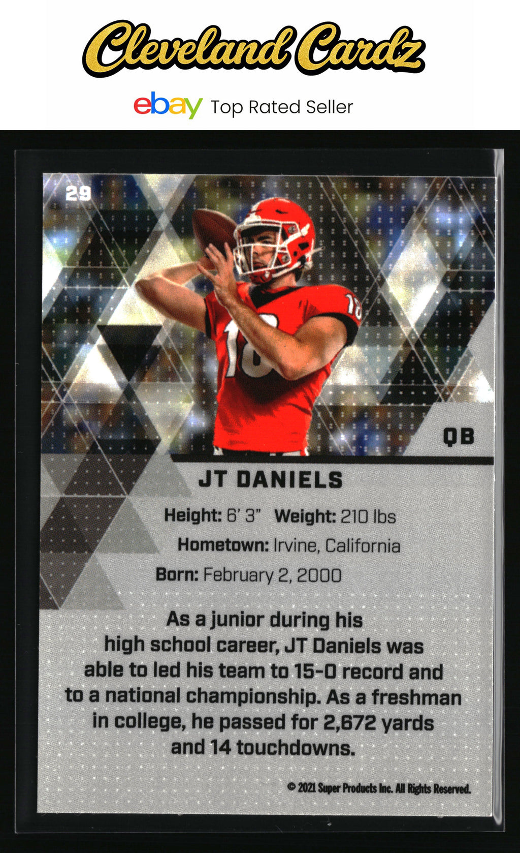 2021 Super Glow Sports #14 J.T. Daniels Gold Glow