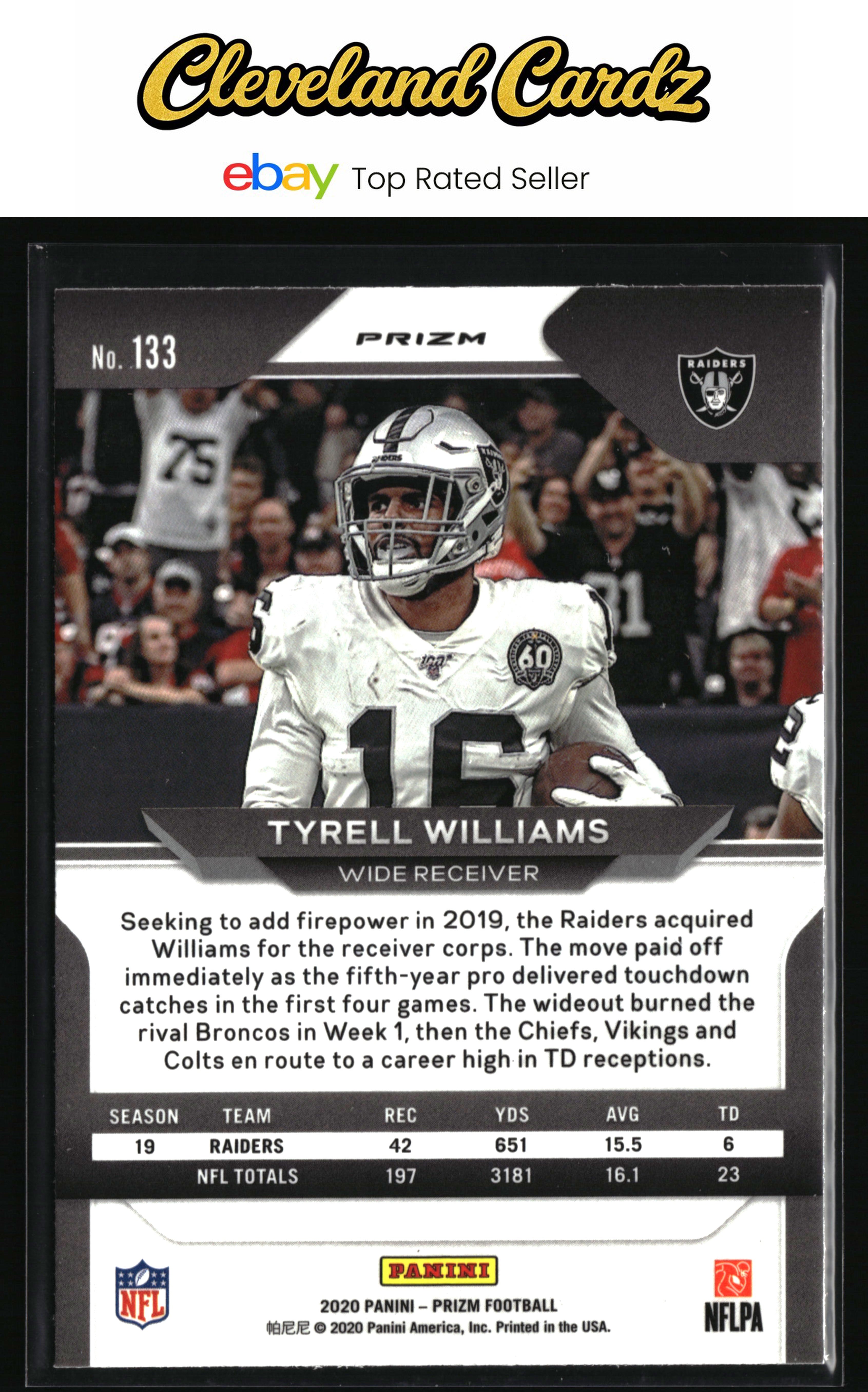 2020 Panini Prizm #133 Tyrell Williams Prizm Red Ice