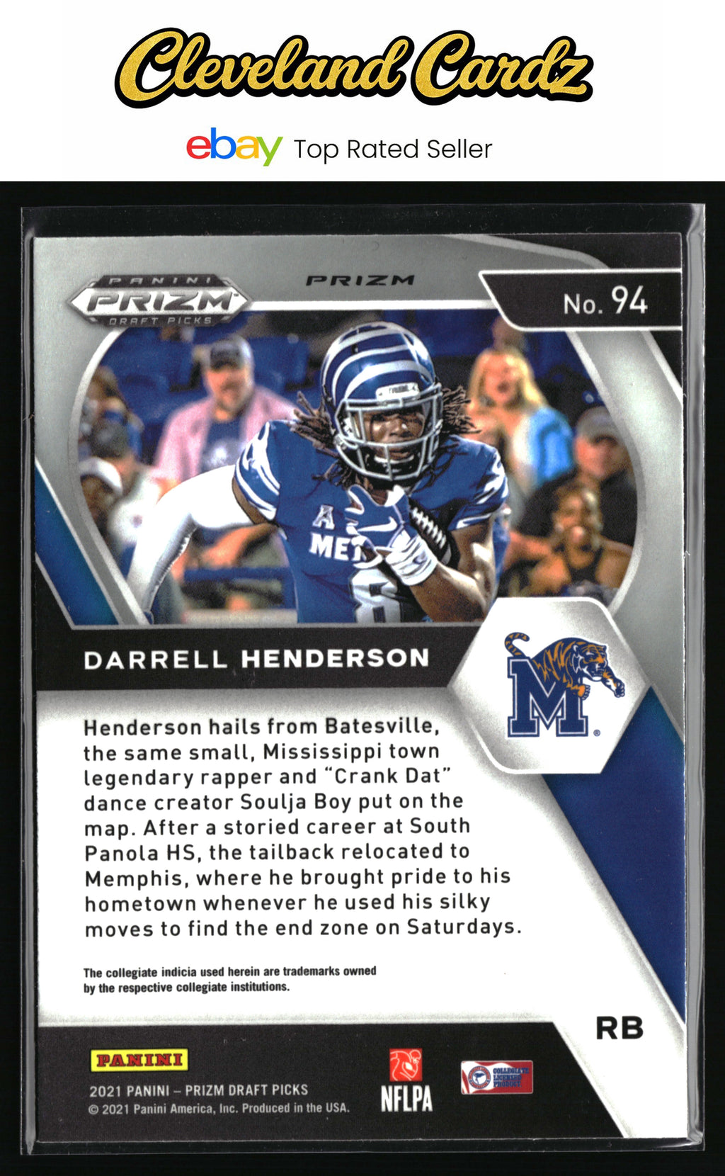 2021 Panini Prizm Draft Picks Collegiate #94 Darrell Henderson Green Wave