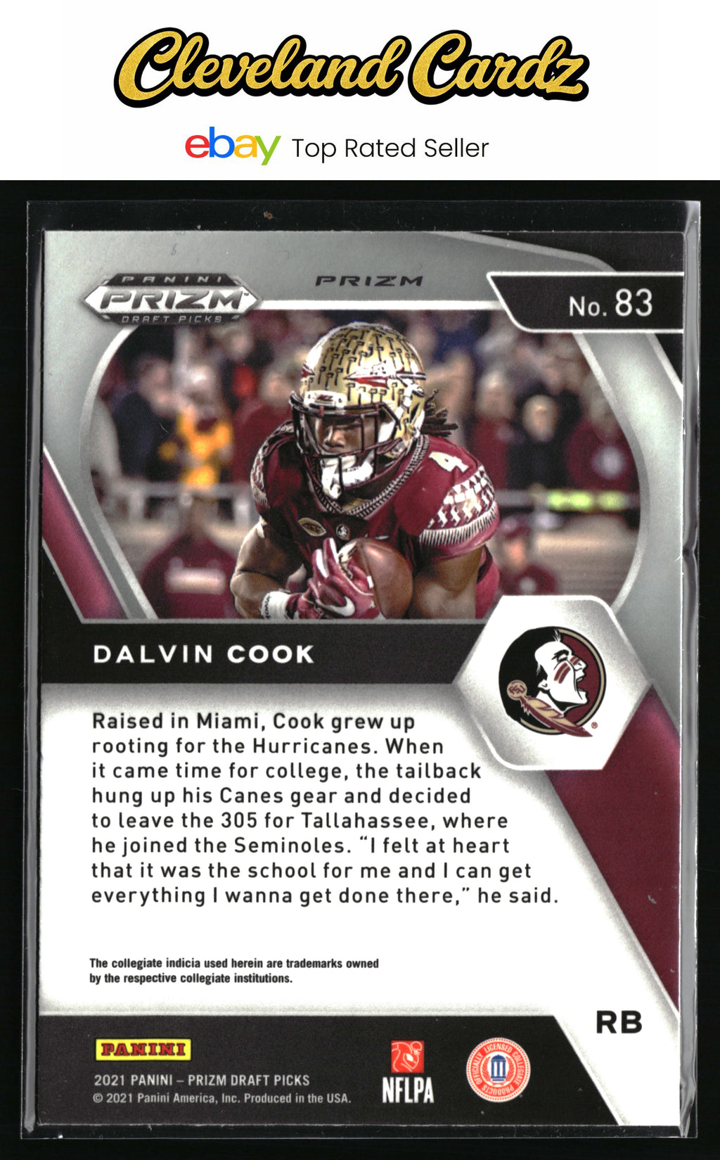 2021 Panini Prizm Draft Picks Collegiate #83 Dalvin Cook Green Wave