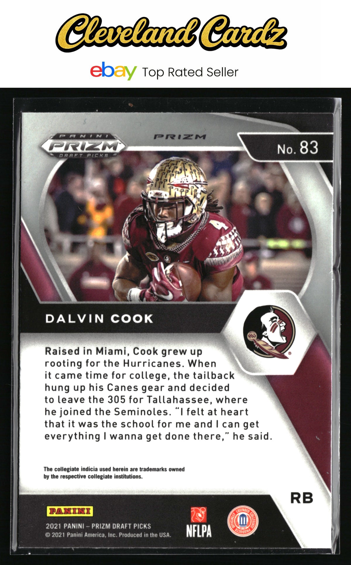 2021 Panini Prizm Draft Picks Collegiate #83 Dalvin Cook Green Wave