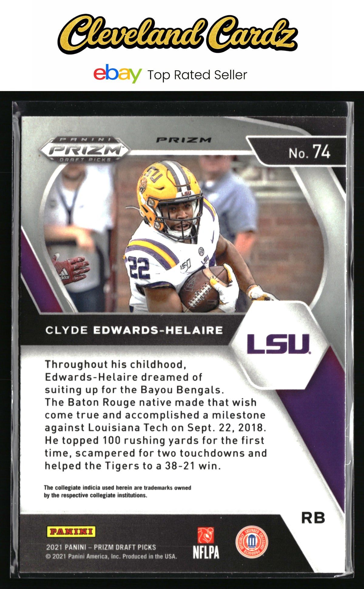 2021 Panini Prizm Draft Picks Collegiate #74 Clyde Edwards-Helaire Green