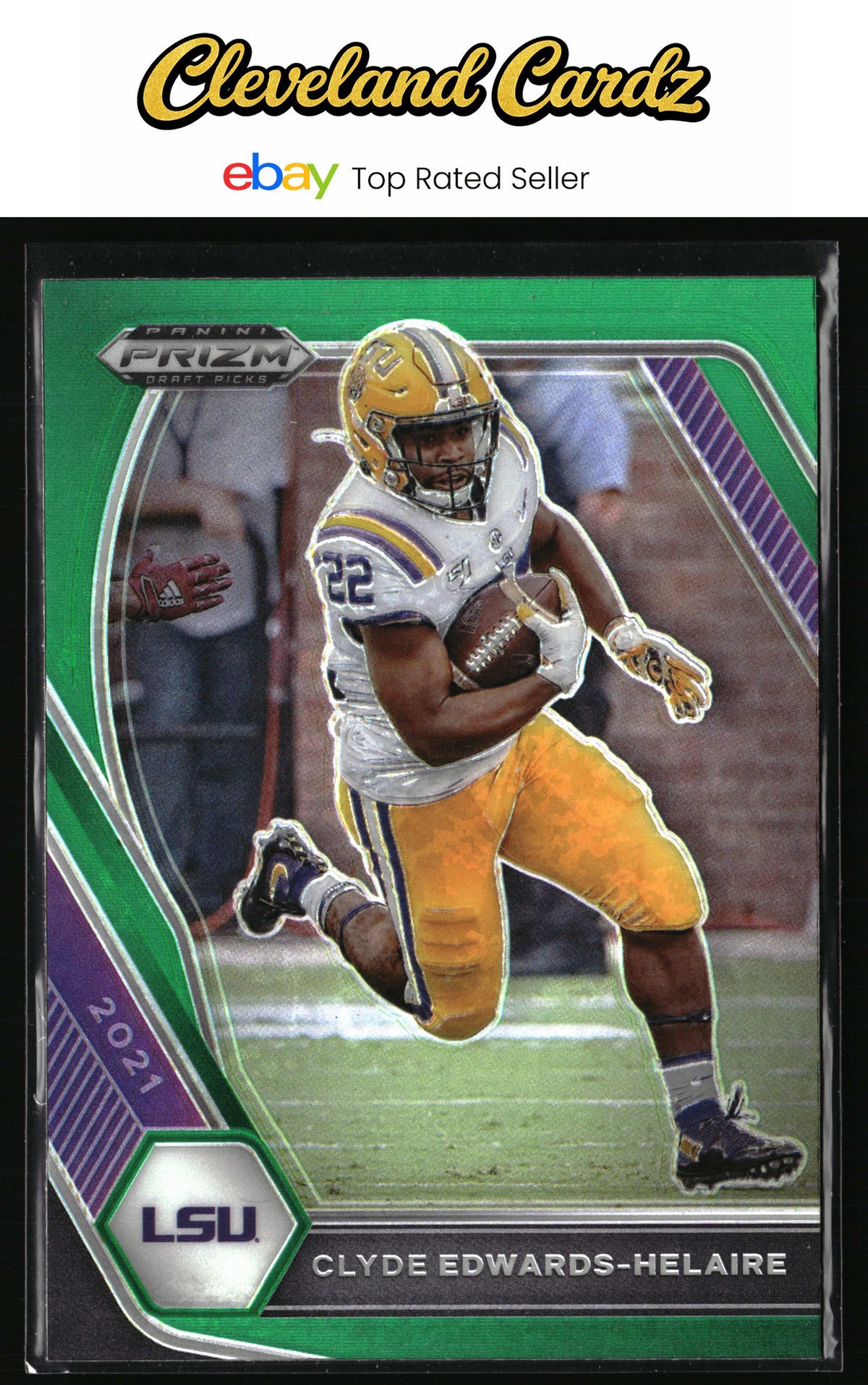 2021 Panini Prizm Draft Picks Collegiate #74 Clyde Edwards-Helaire Green
