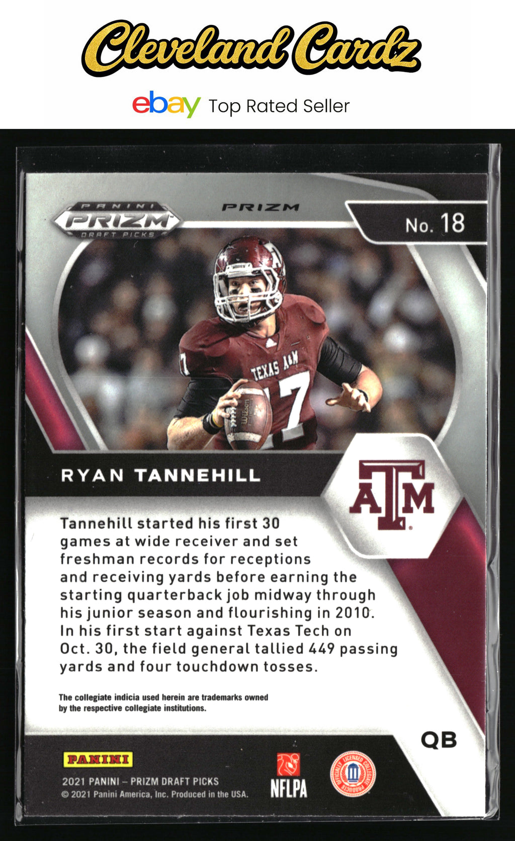2021 Panini Prizm Draft Picks Collegiate #18 Ryan Tannehill Green Wave