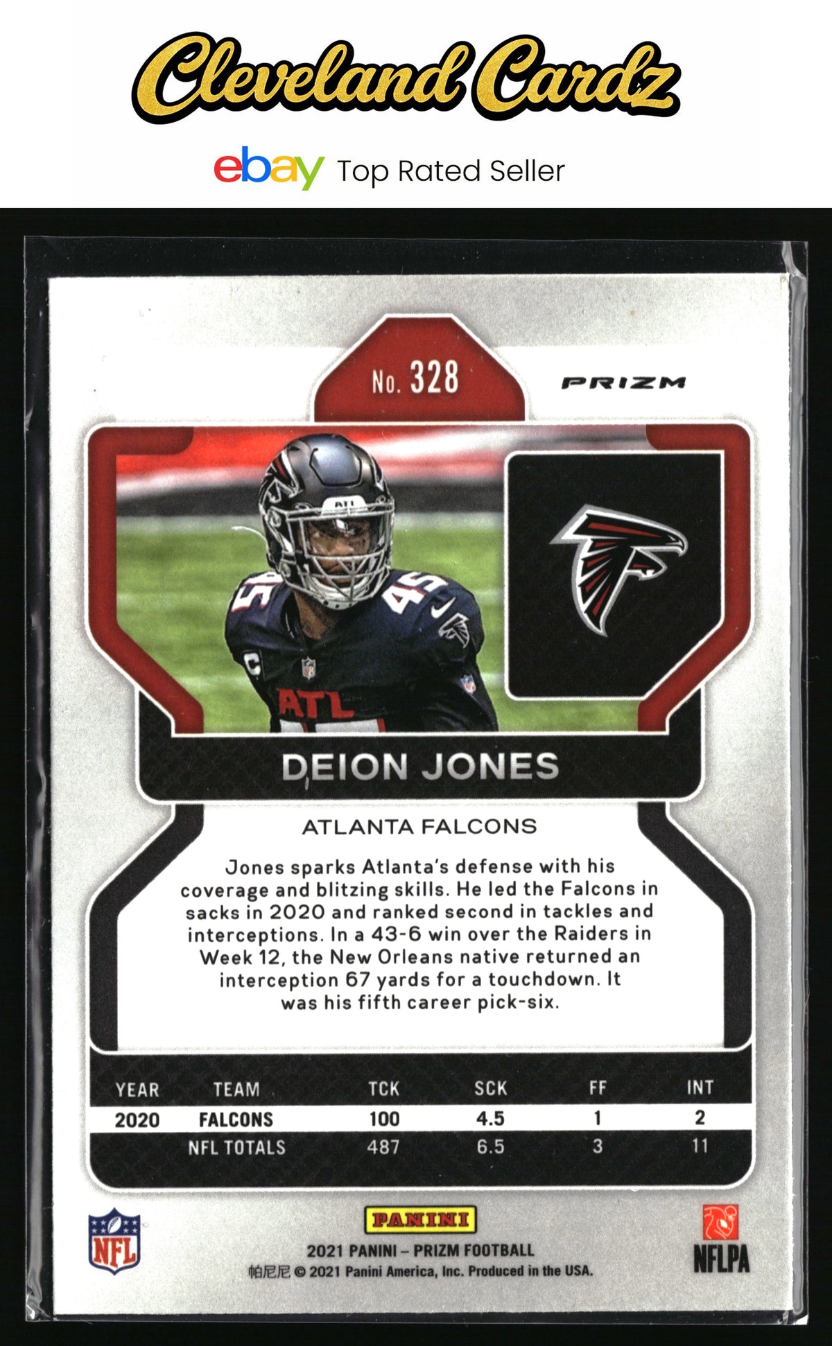 2021 Panini Prizm #328 Deion Jones Red White and Blue