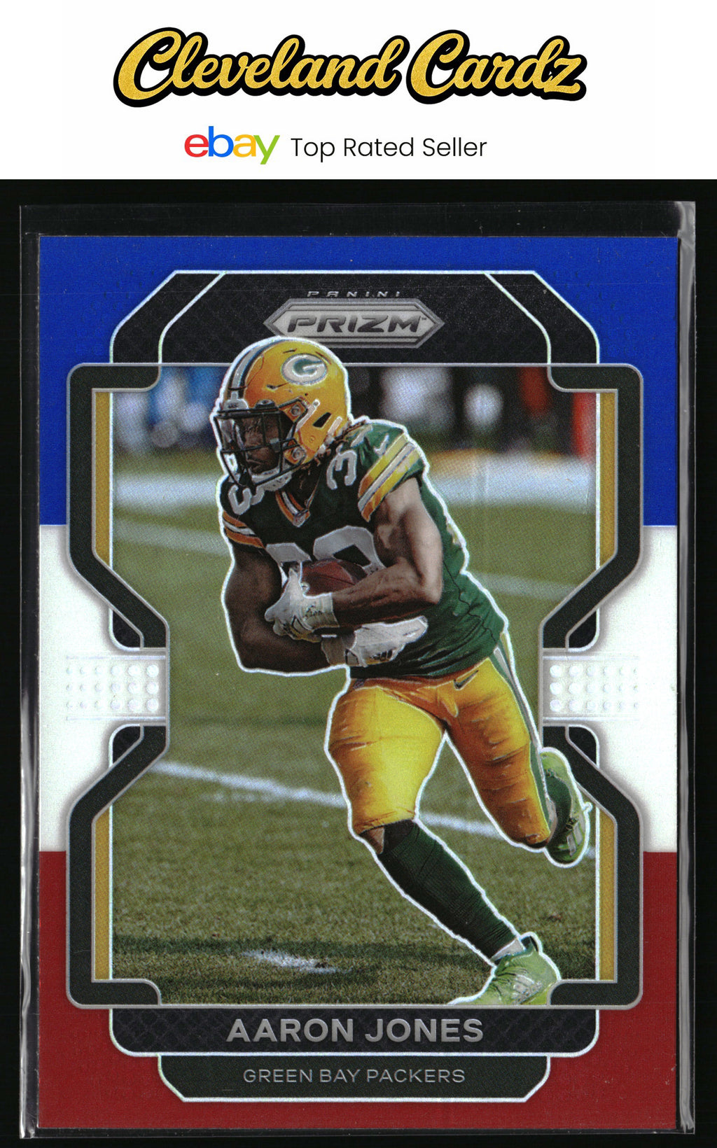 2021 Panini Prizm #139 Aaron Jones Red White and Blue