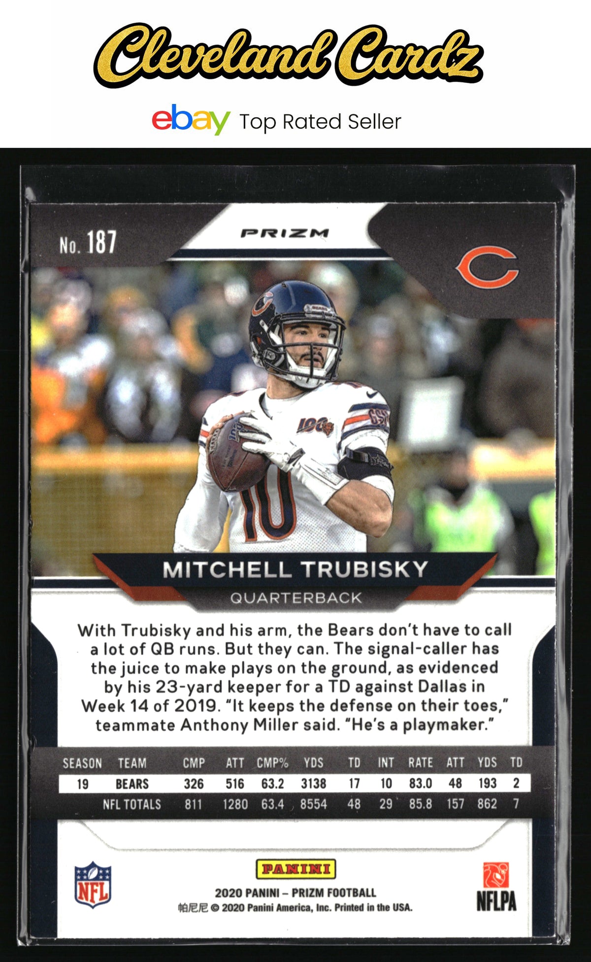 2020 Panini Prizm #187 Mitchell Trubisky Prizm Red White and Blue
