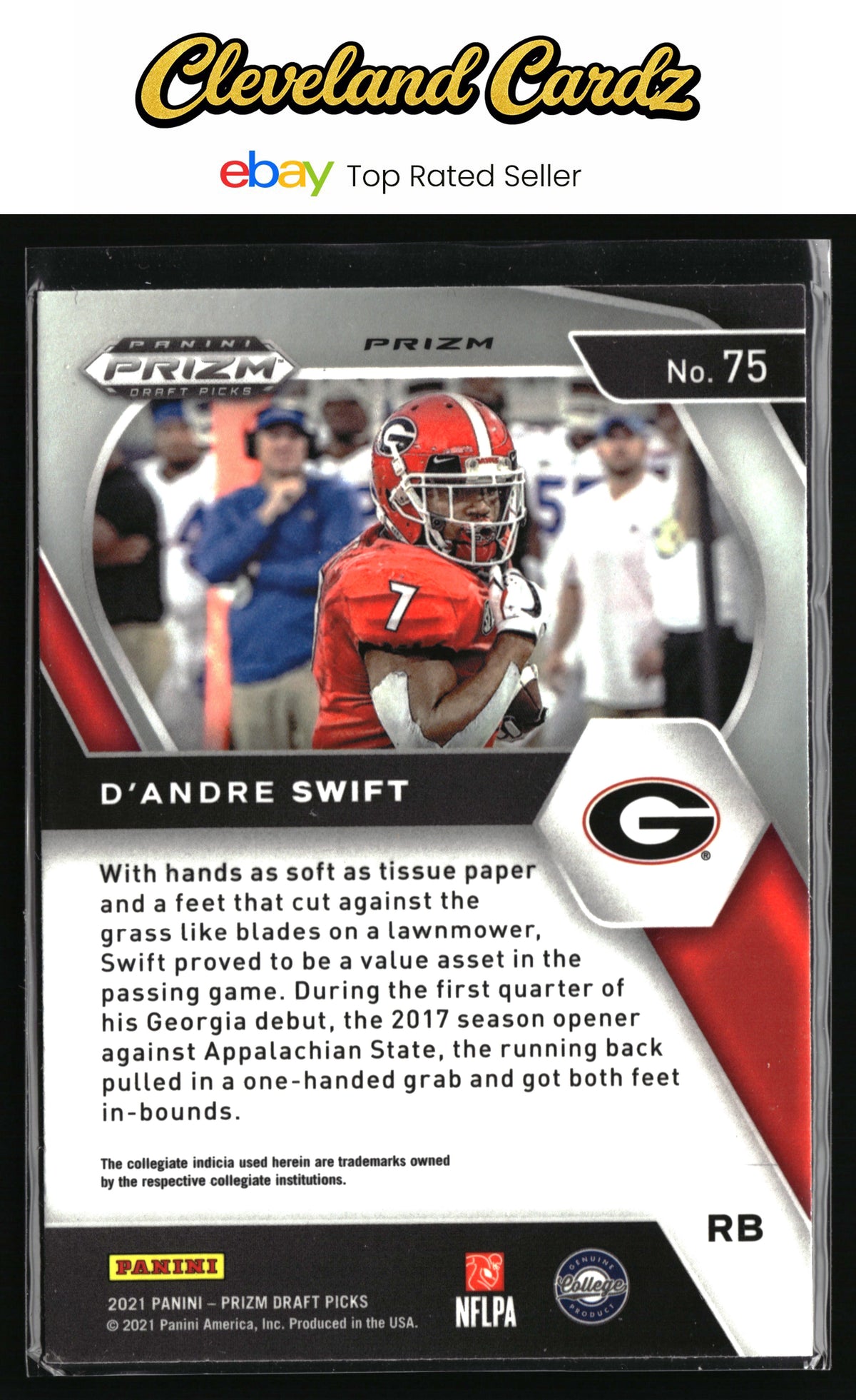2021 Panini Prizm Draft Picks Collegiate #75 D'Andre Swift Green Wave