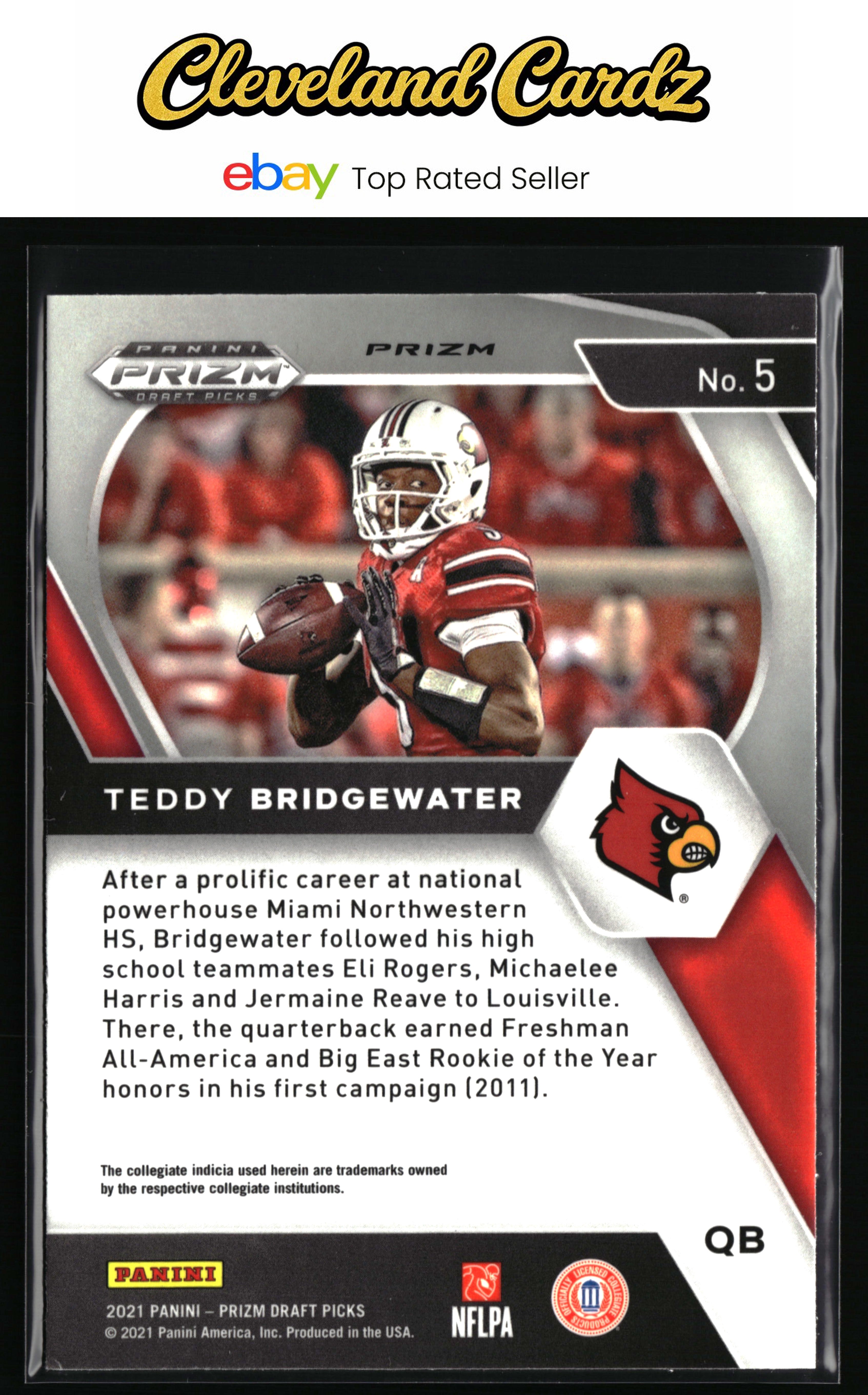 2021 Panini Prizm Draft Picks Collegiate #5 Teddy Bridgewater Green