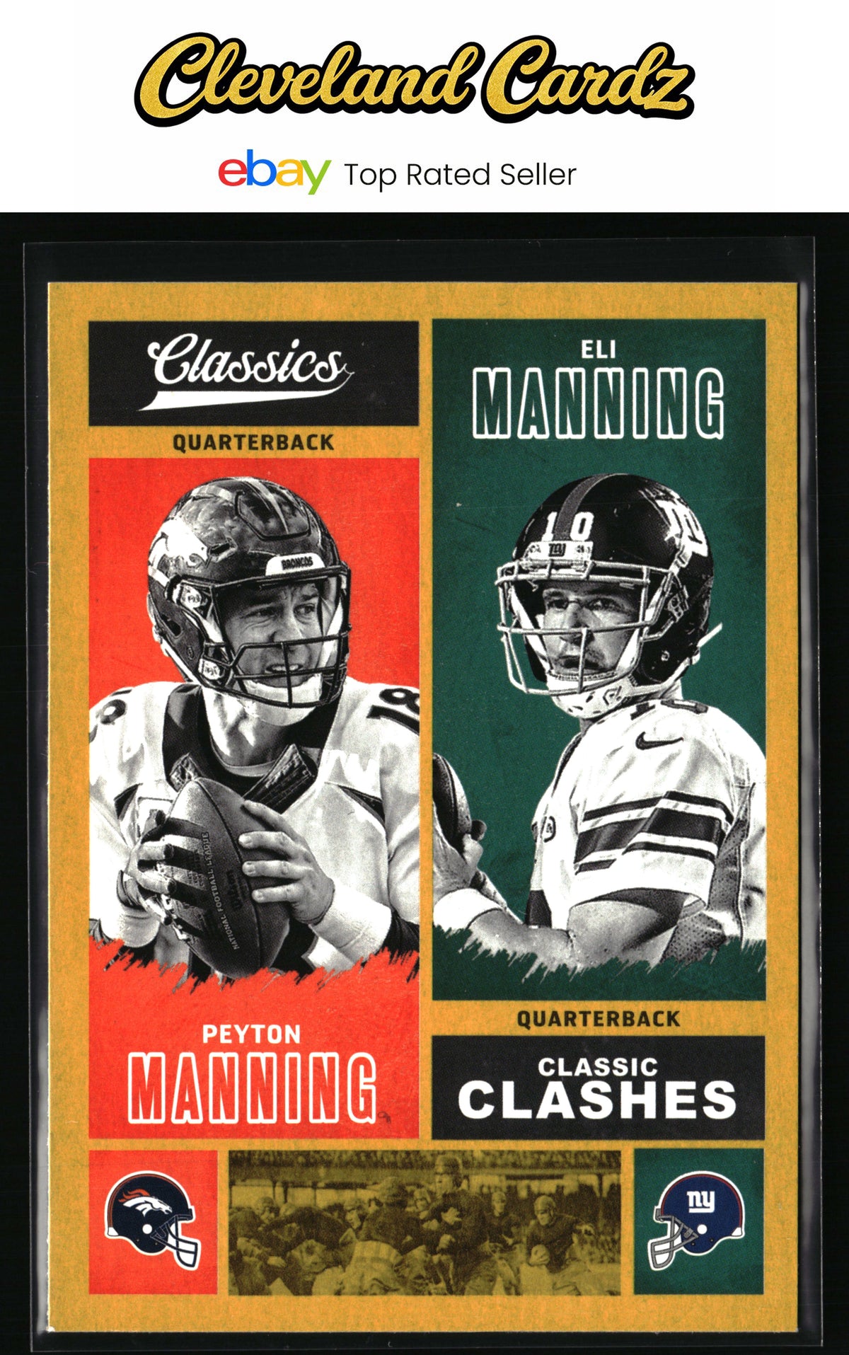 2017 Panini Classics #CC-PMEM Peyton Manning / Eli Manning Classic Clashes Gold