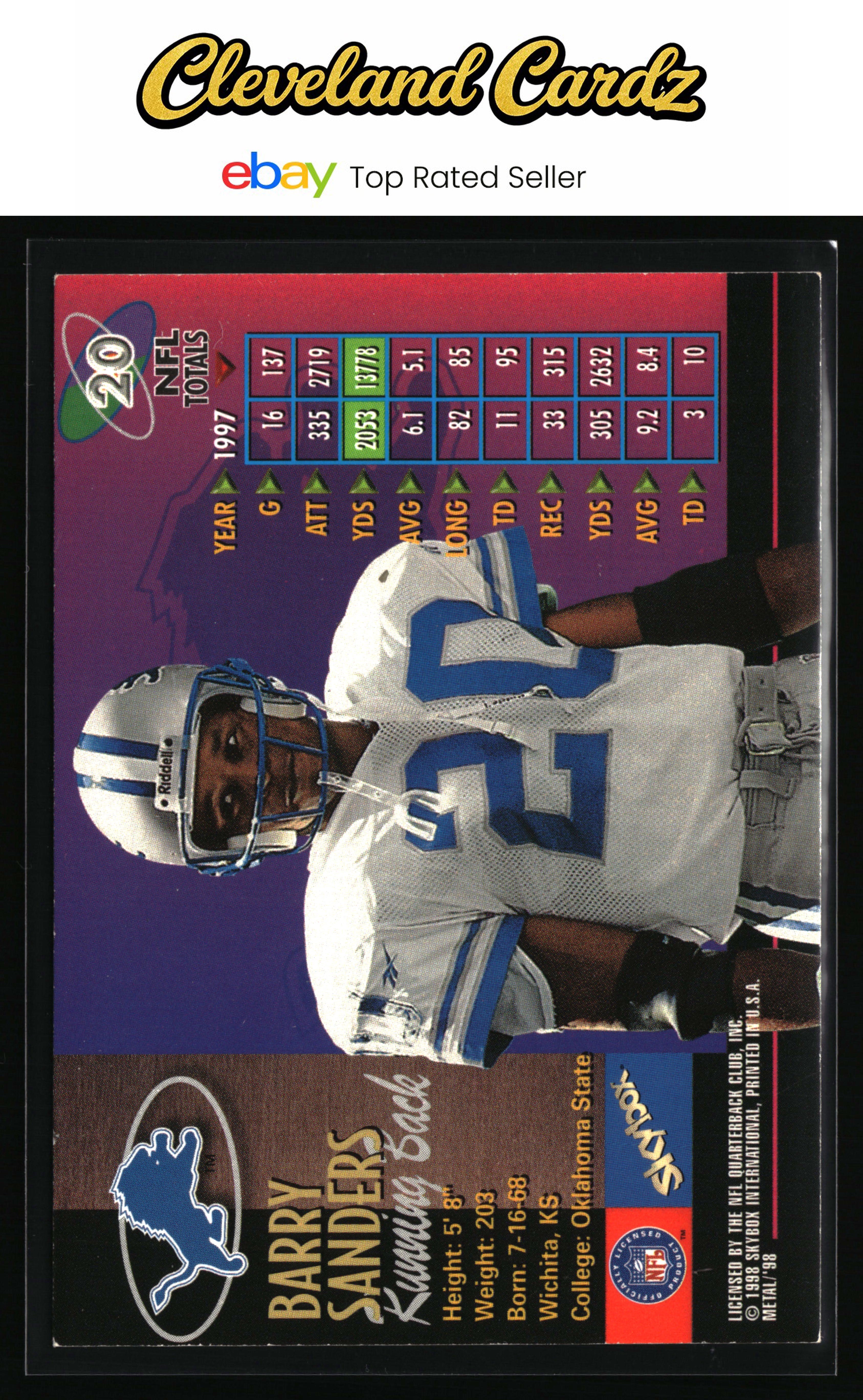 1998 Metal Universe #20 Barry Sanders VG Priced Below MKT
