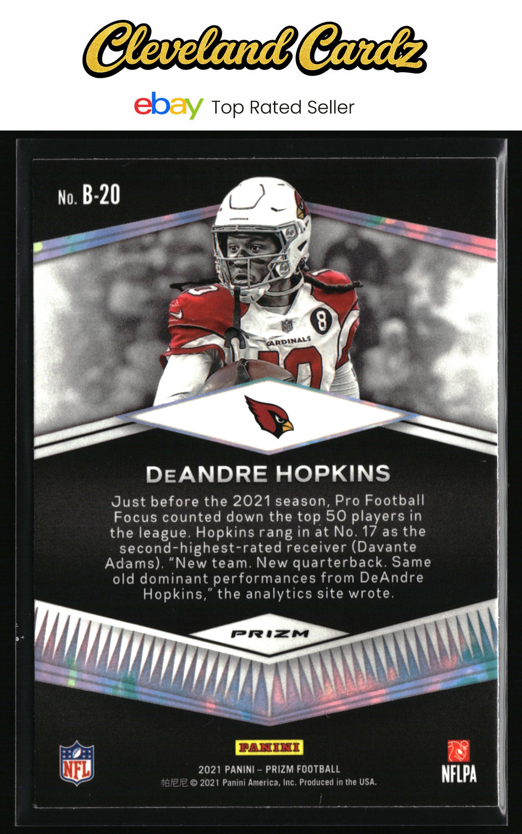 2021 Panini Prizm #B-20 DeAndre Hopkins Brilliance Prizms No Huddle